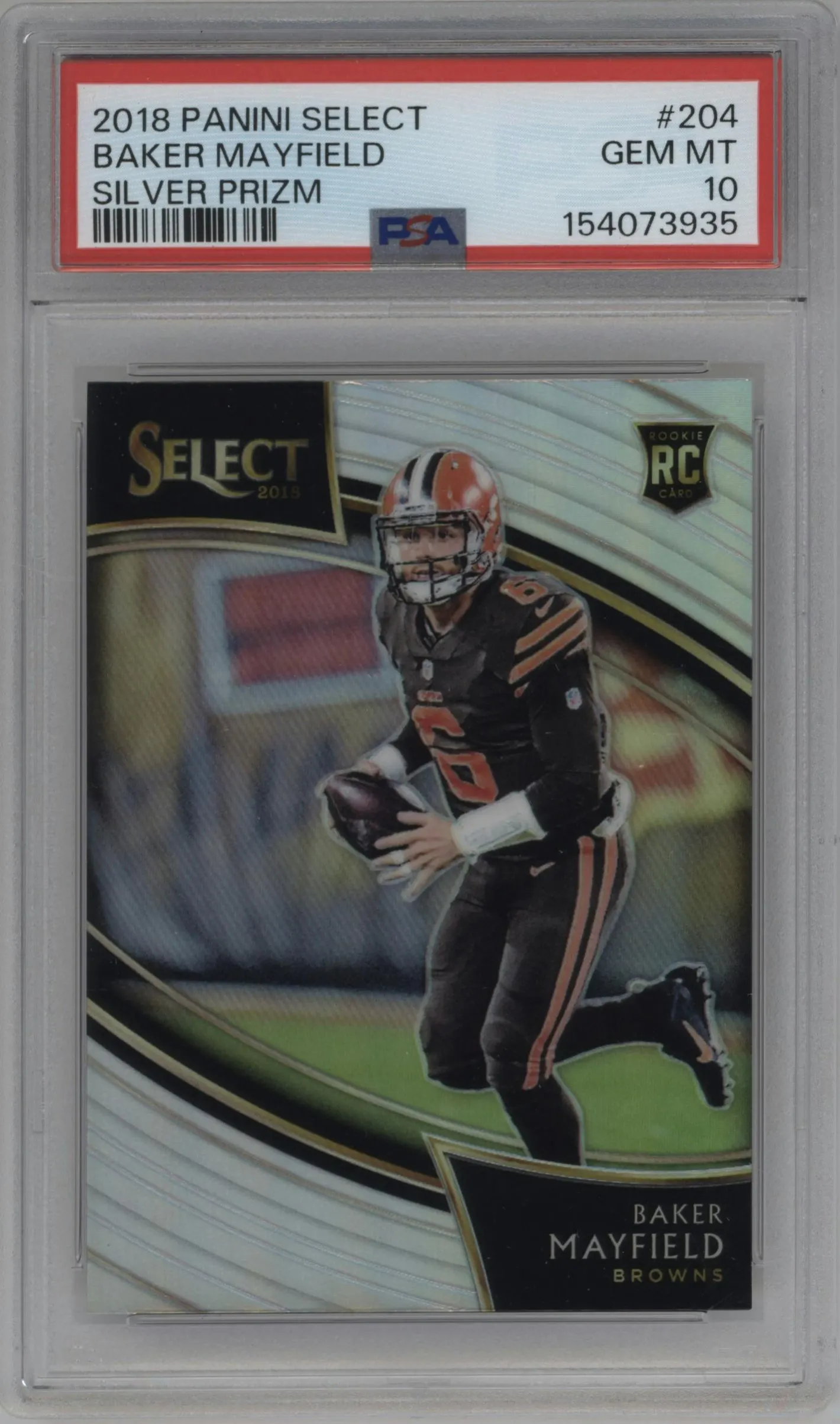 2018 Panini Select Field Lvl. Baker Mayfield Silver Prizm PSA 10