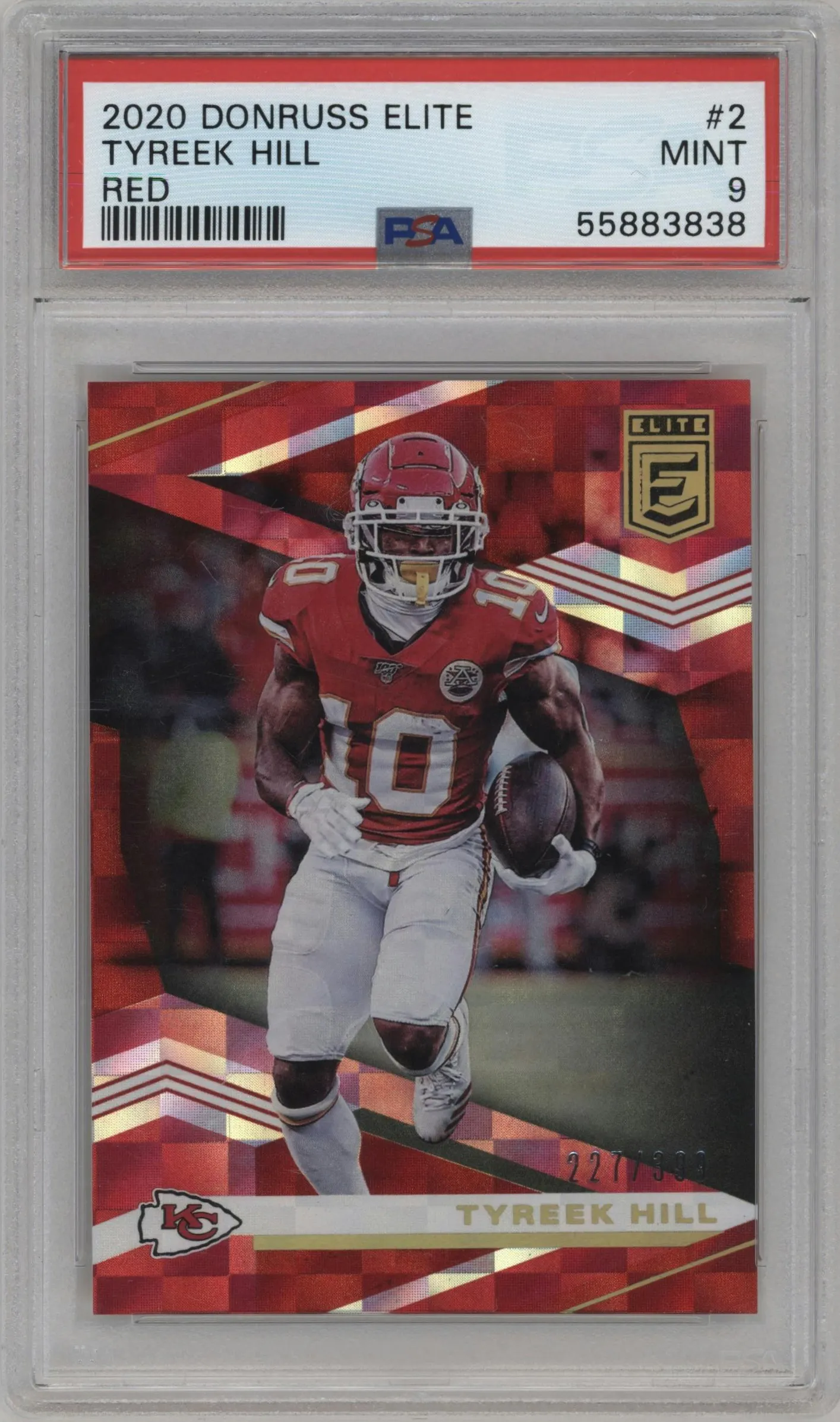 2020 Panini Donruss Elite Tyreek Hill Red #2 PSA 9
