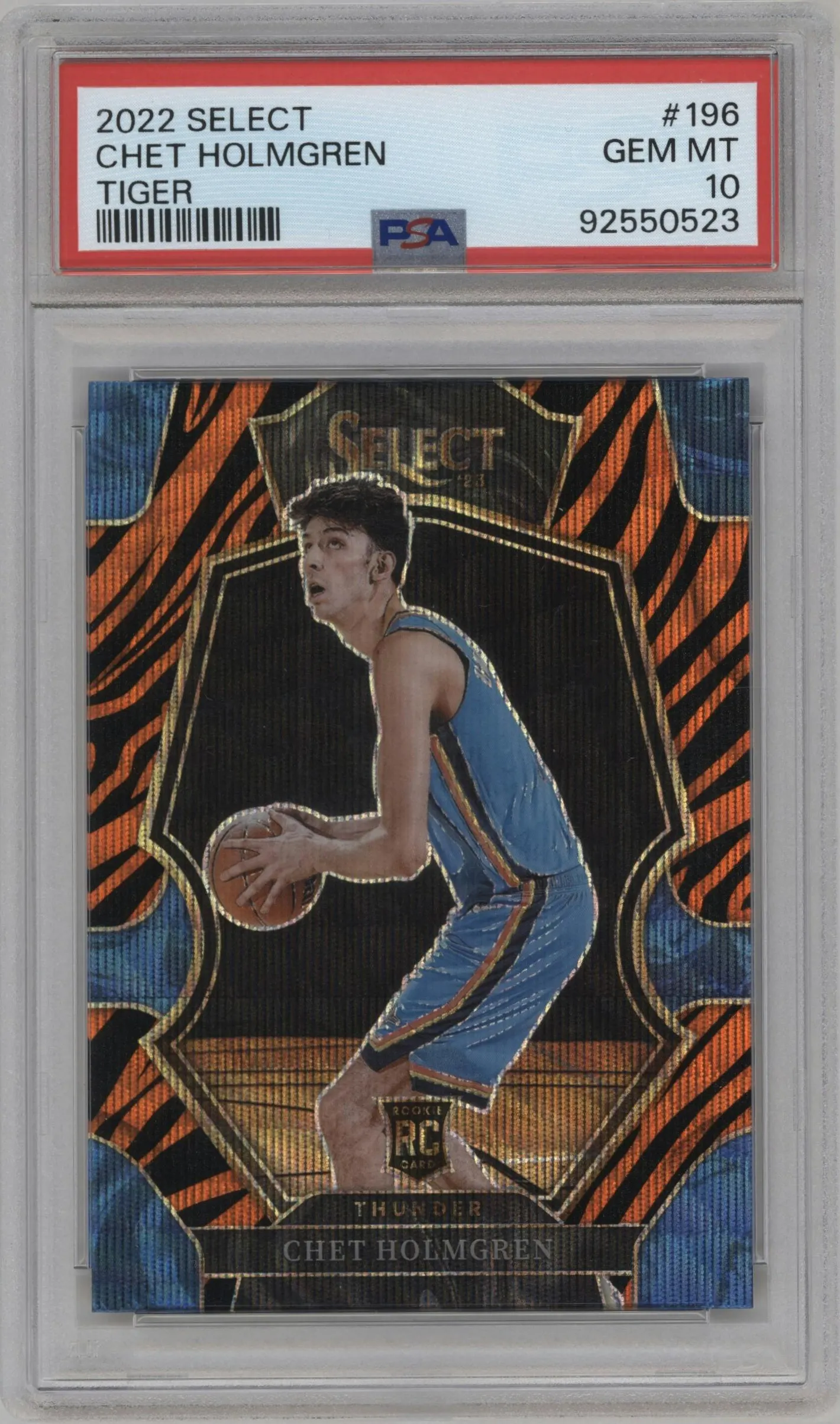2022 Panini Select Pre.Lvl. Chet Holmgren Tiger #196 PSA 10