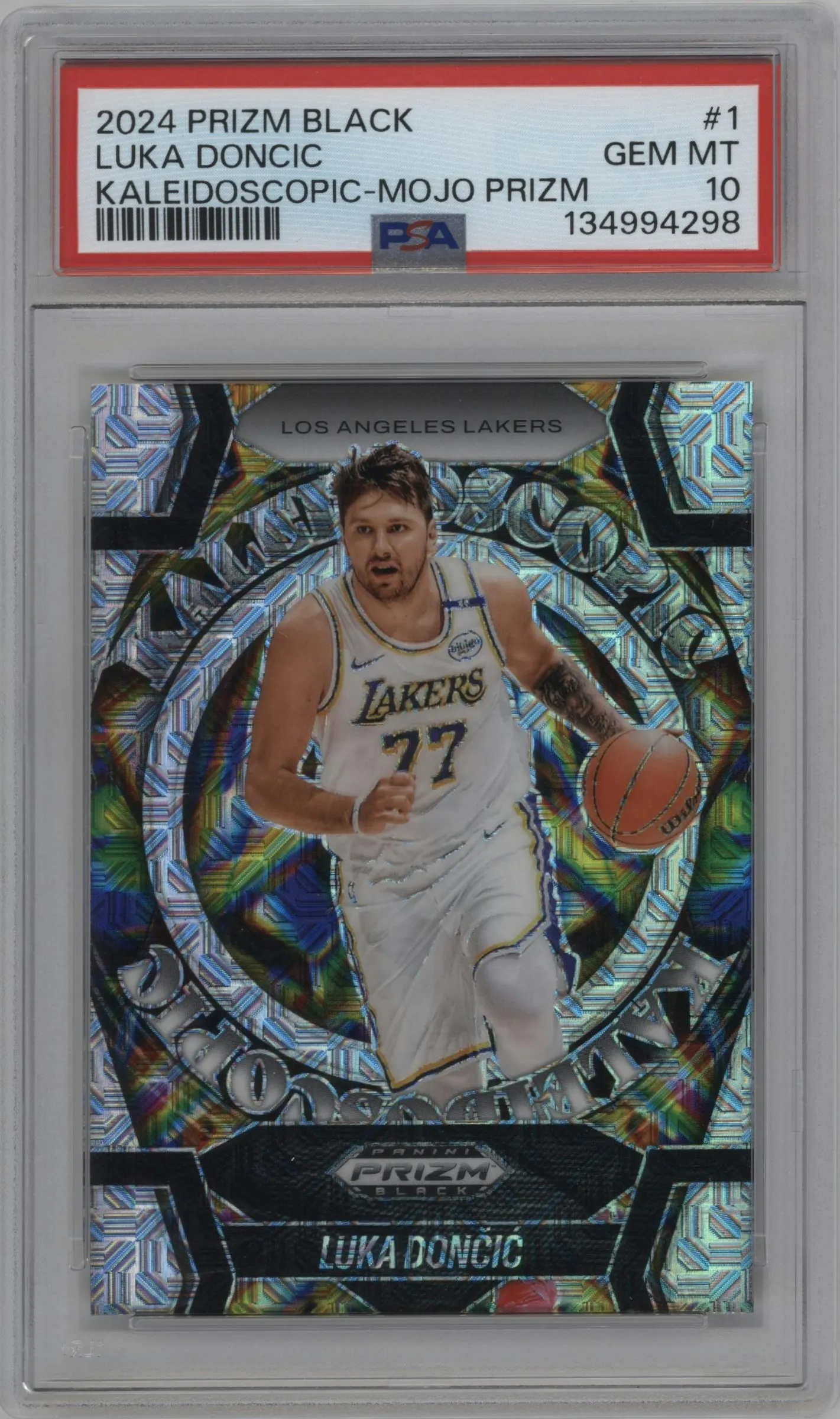 2024 Panini Prizm Black Kaleidoscopic Luka Doncic Mojo #1 PSA 10