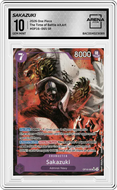2026 One Piece The Time of Battle Sakazuki Alternate Art SR #OP16-065 SR ARENA CLUB 10