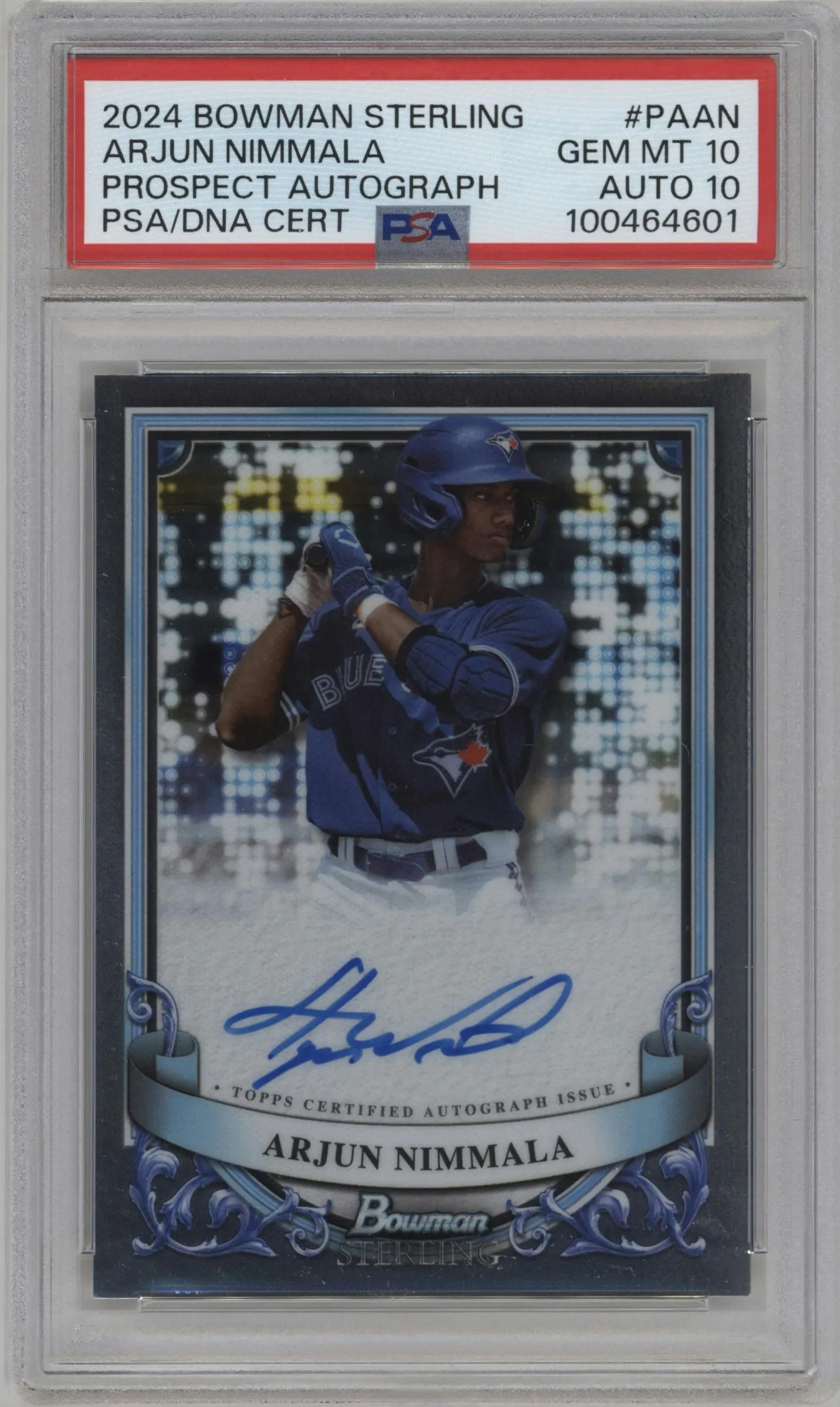 2024 Bowman Sterling Pros.Auto Arjun Nimmala #PA-AN PSA 10