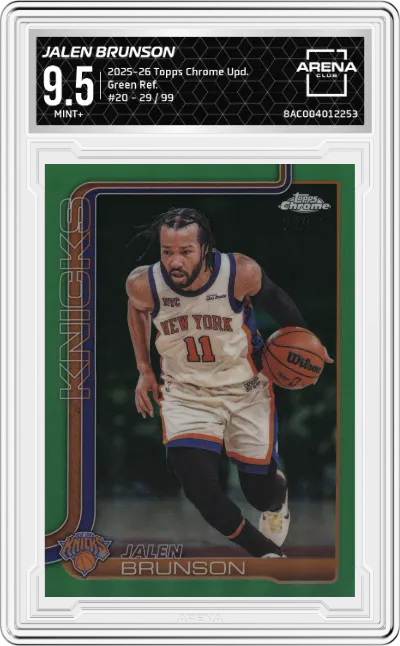 2025 Topps Chrome Update Jalen Brunson Green Refractor #20 ARENA CLUB 9.5