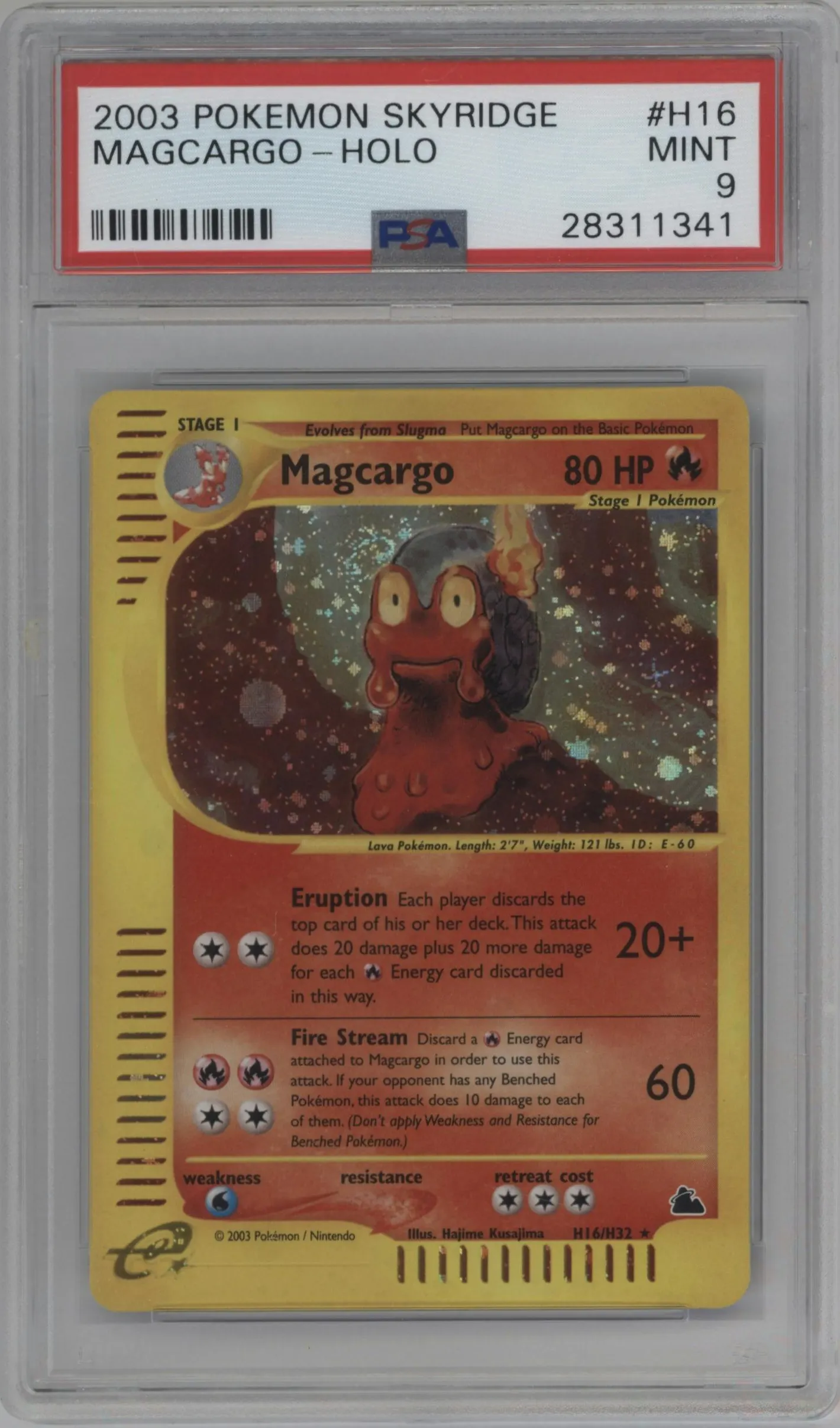 2003 Pokemon E-CARD Skyridge Magcargo #H16 PSA 9
