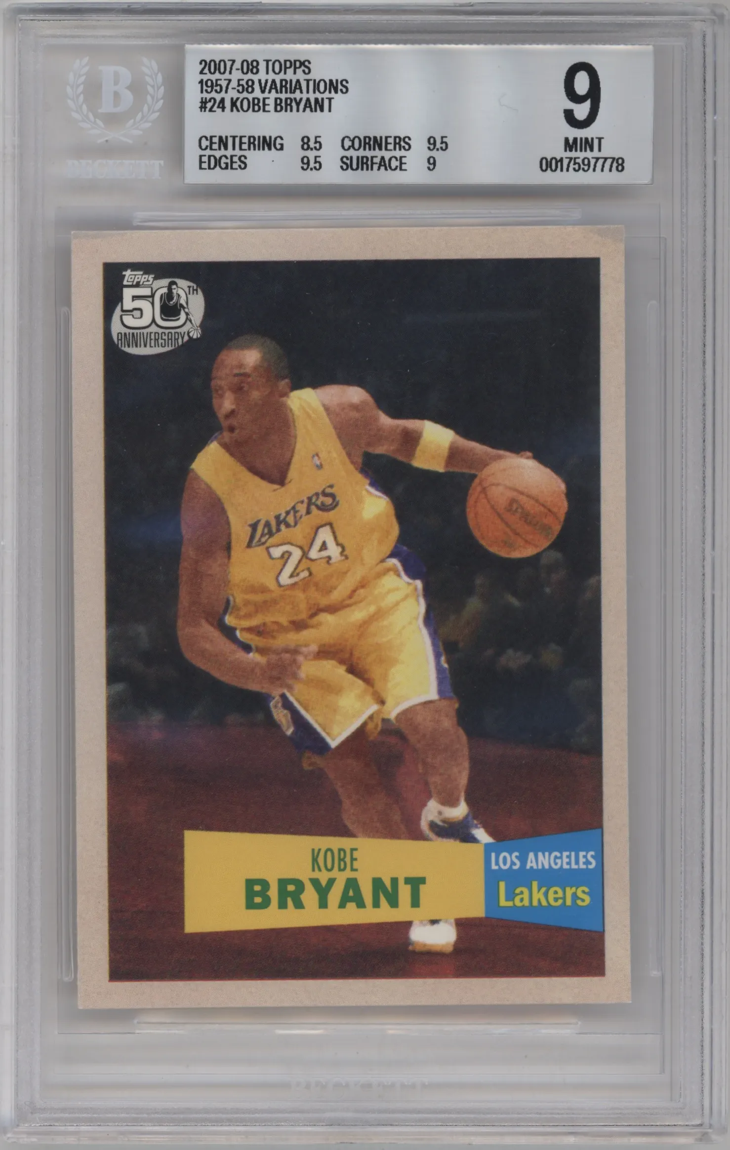 2007 Topps 1957-58 Variation Kobe Bryant #24 BGS 9
