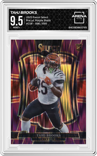 2025 Panini Select Pre.Lvl. Tahj Brooks Purple Shock #158 ARENA CLUB 9.5