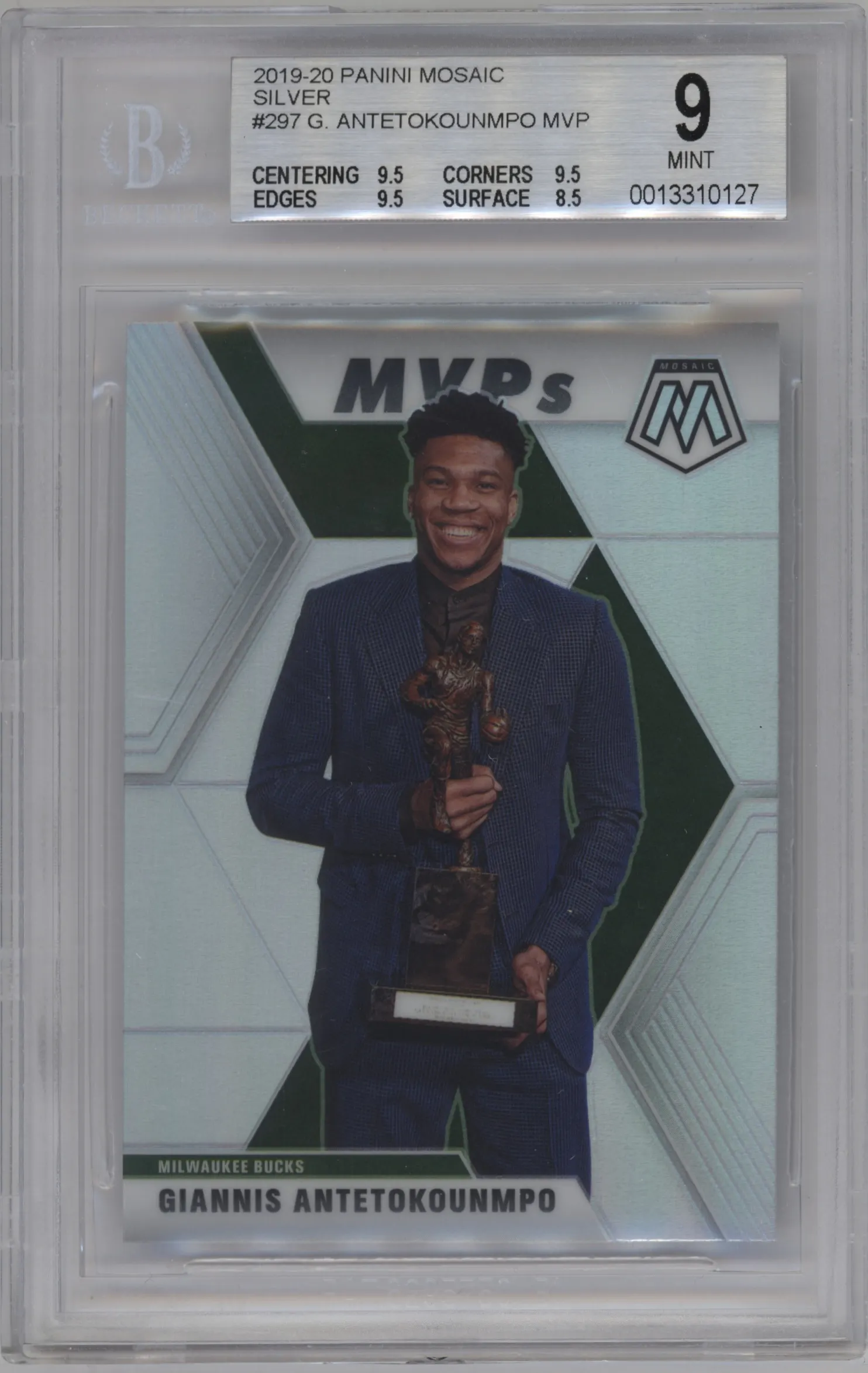 2019 Panini Mosaic Giannis Antetokounmpo Silver BGS 9
