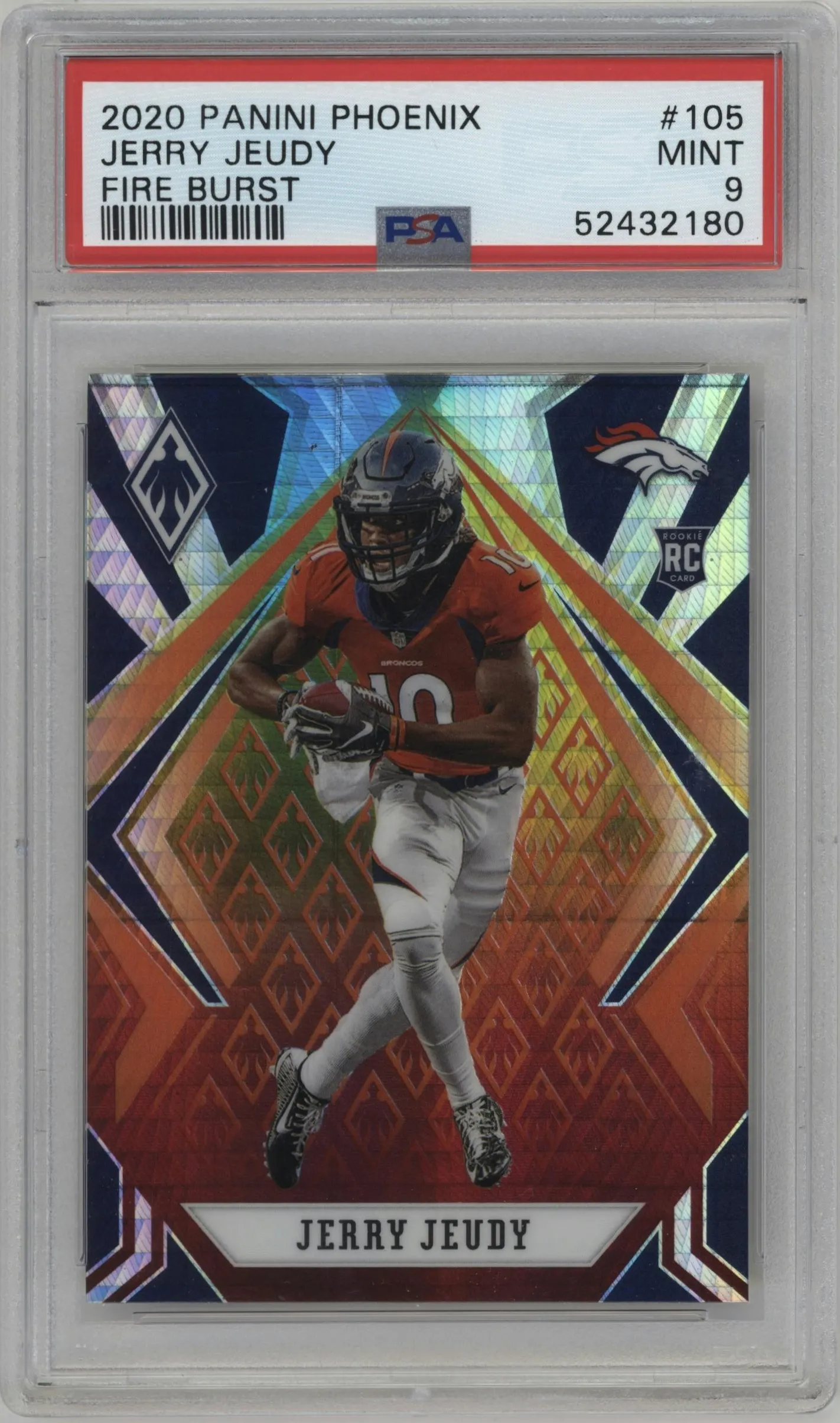 2020 Panini Phoenix Jerry Jeudy Fire Burst #105 PSA 9