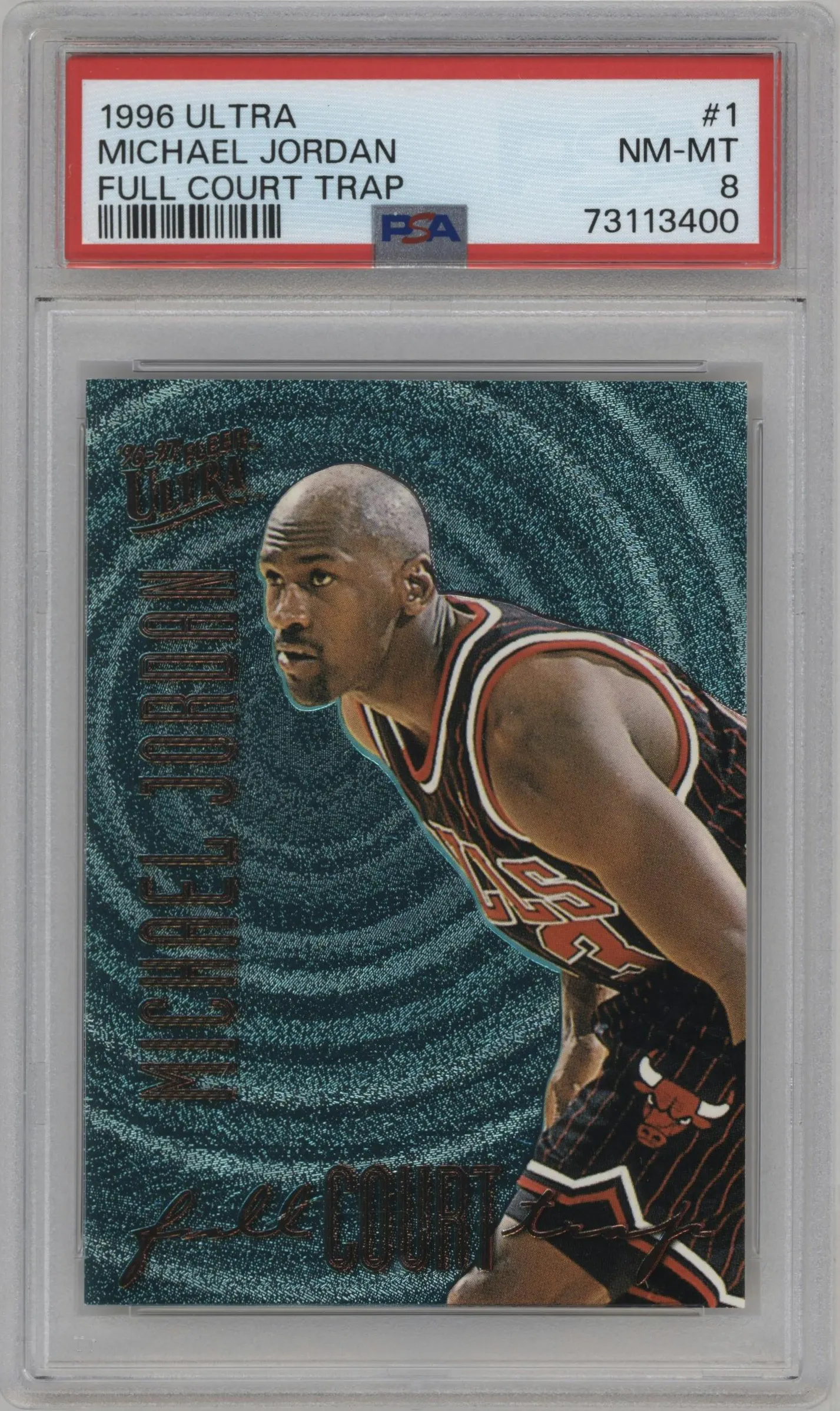 1996 Fleer Ultra Full Court Trap Michael Jordan #1 PSA 8