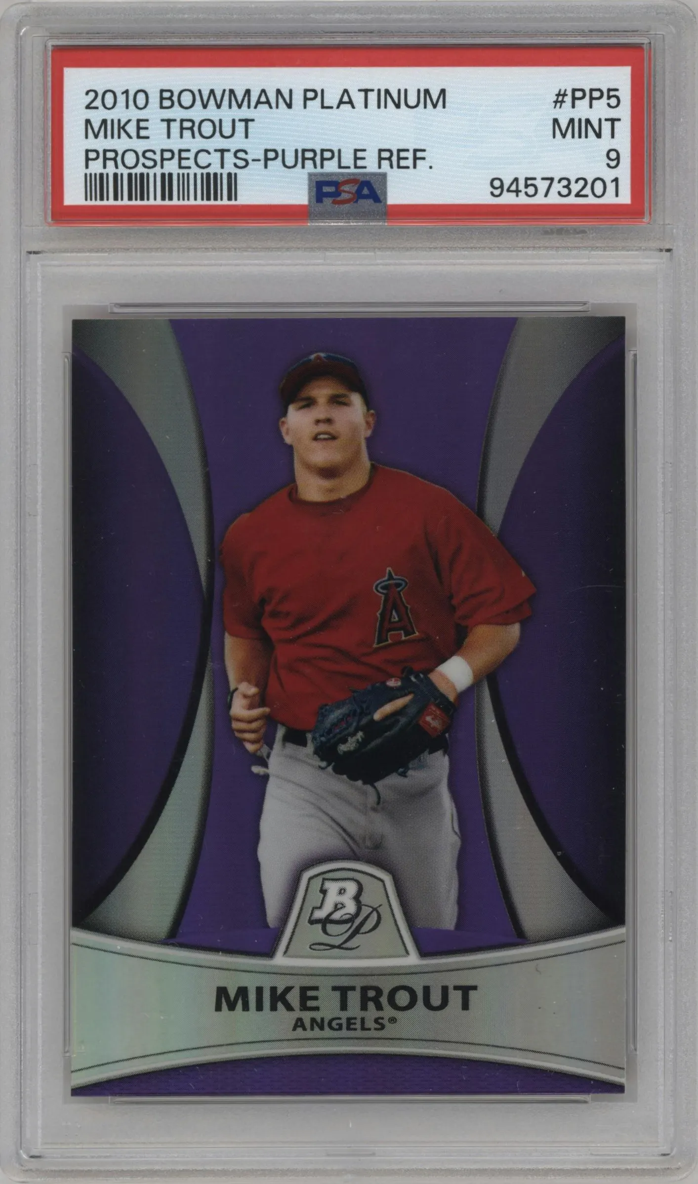 2010 Bowman Platinum Prospect Mike Trout Purple Refractor #PP5 PSA 9