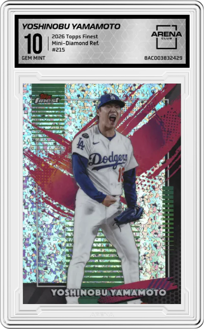 2026 Topps Finest Yoshinobu Yamamoto Mini-Diamond Refractor #215 ARENA CLUB 10
