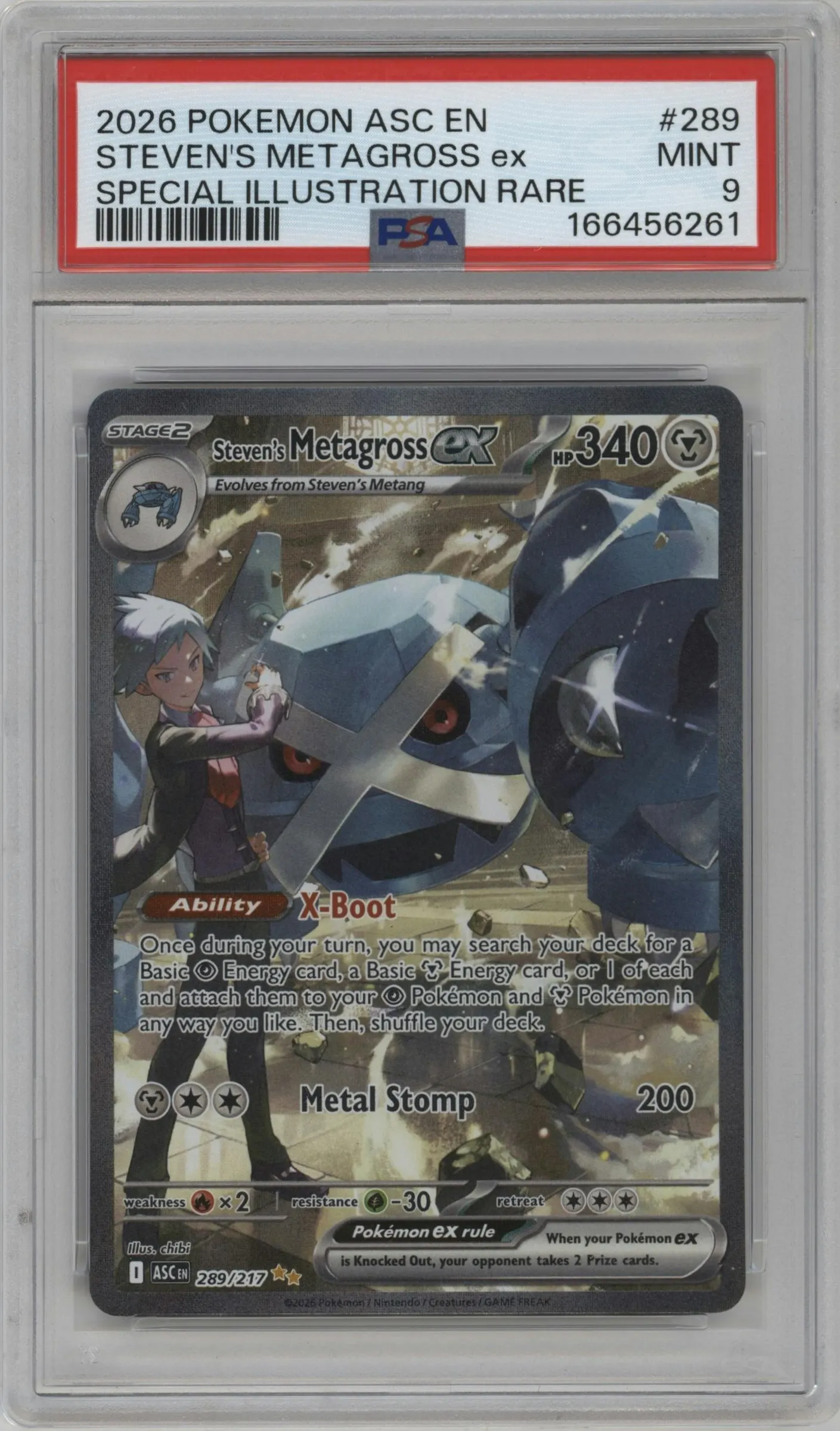 2026 Pokemon Mega Evolution Ascended Heroes Steven's Metagross ex #289 PSA 9