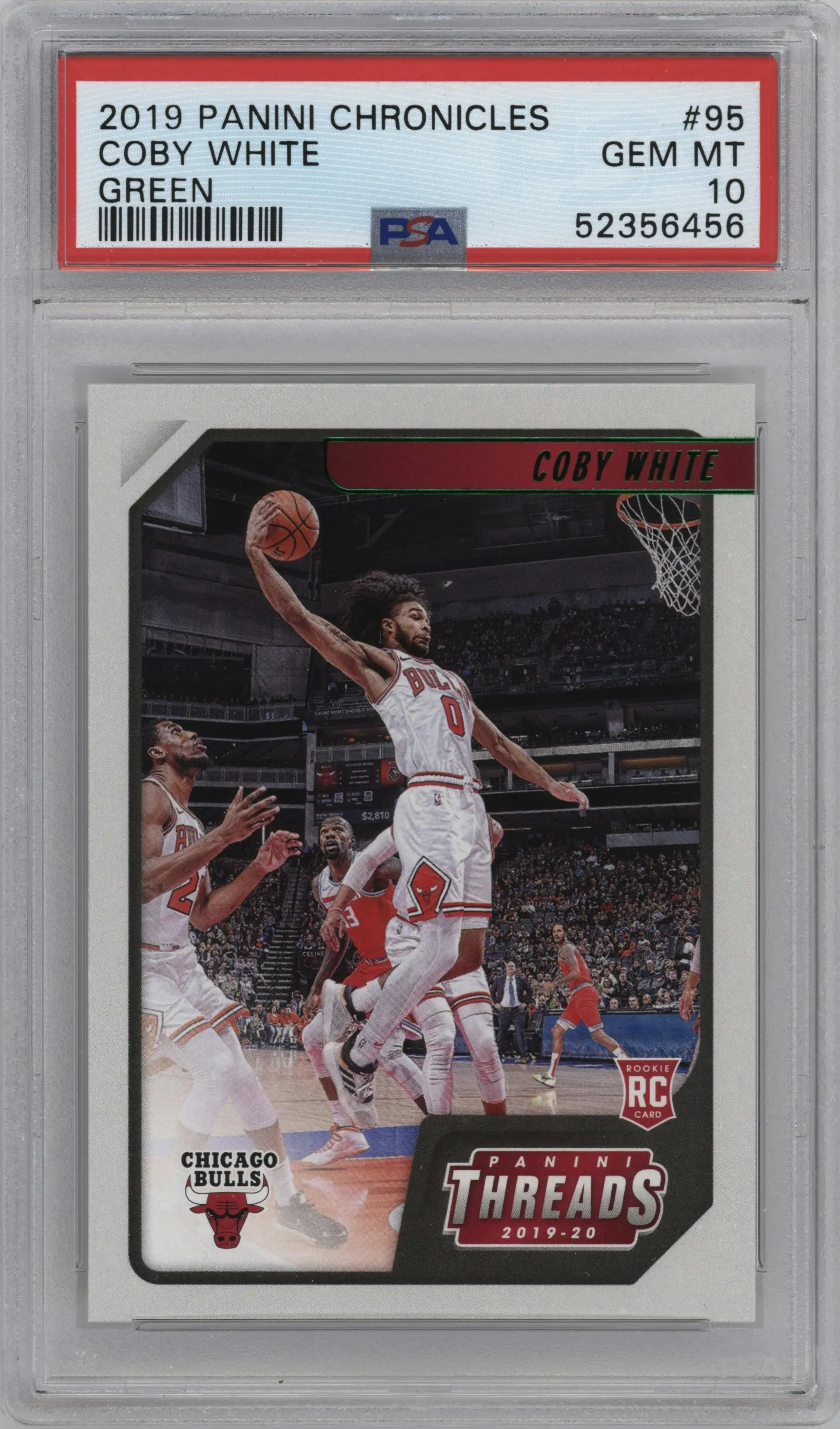 2019 Panini Chronicles Threads Coby White Green #95 PSA 10