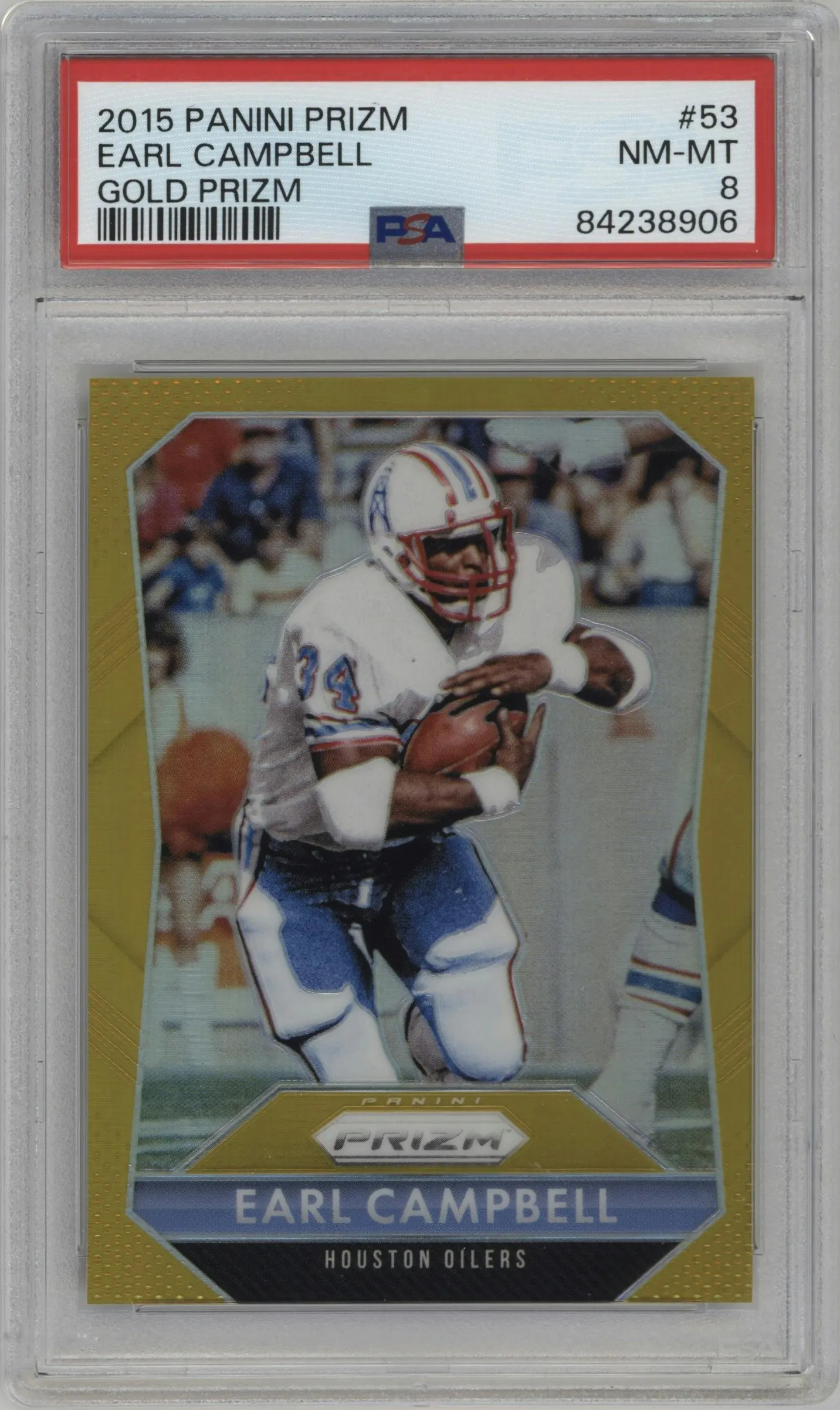 2015 Panini Prizm Earl Campbell Gold Prizm #53 PSA 8