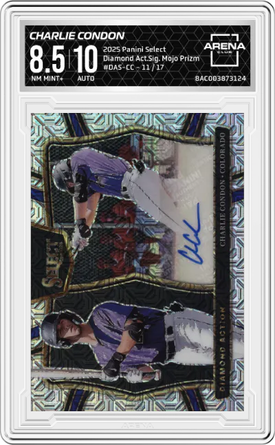 2025 Panini Select Diamond Act.Sig. Charlie Condon Mojo Prizm FOTL #DAS-CC ARENA CLUB 8.5
