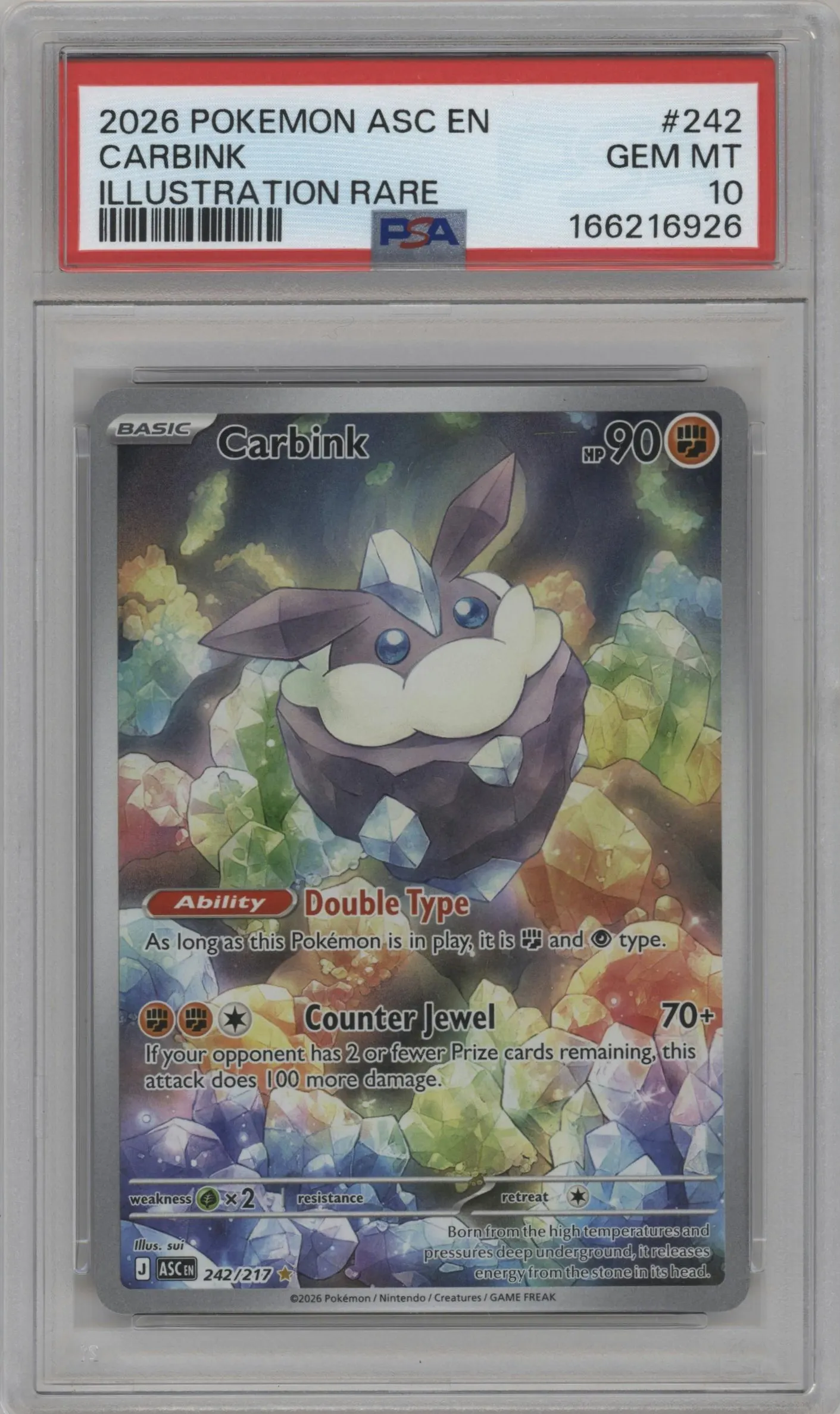 2026 Pokemon Mega Evolution Ascended Heroes Carbink #242 PSA 10
