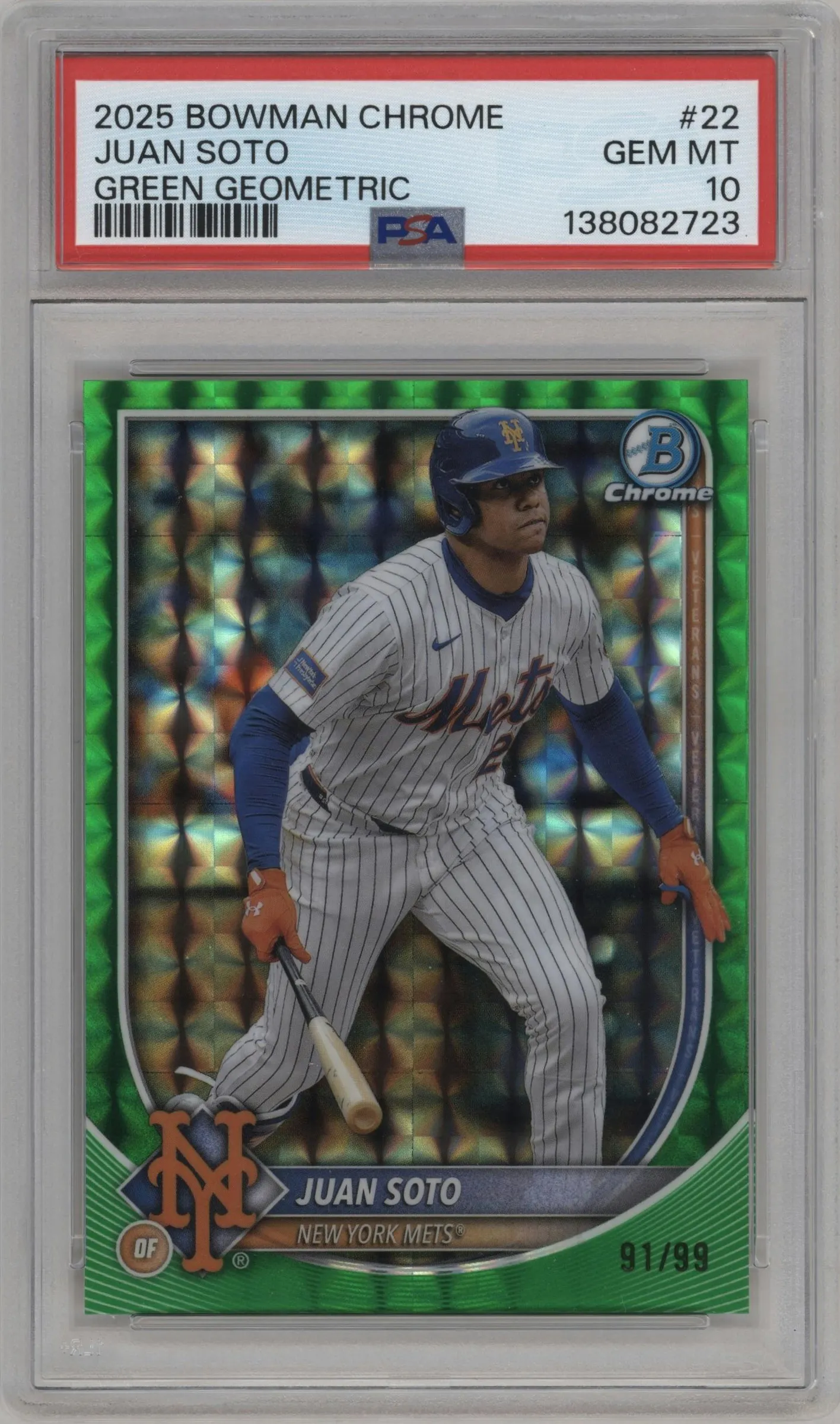 2025 Bowman Chrome Juan Soto Green Geometric #22 PSA 10