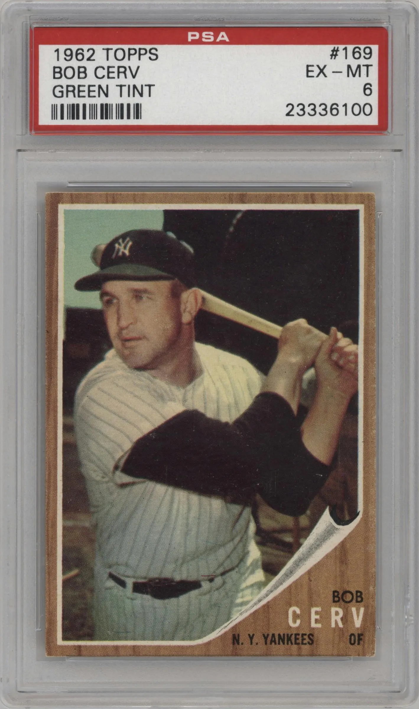 1962 Topps Bob Cerv Green Tint PSA 6