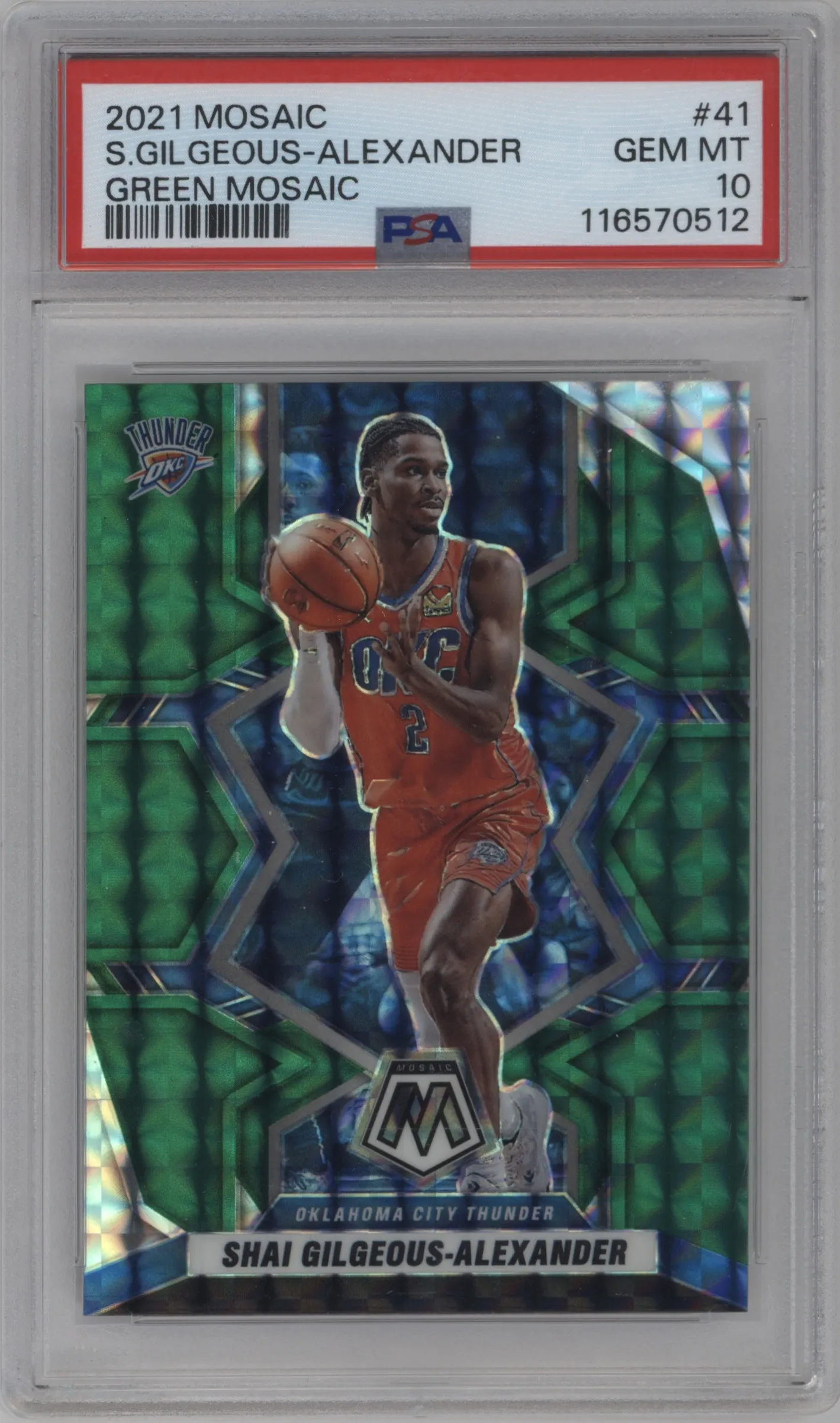 2021 Panini Mosaic Shai Gilgeous-Alexander Green Mosaic #41 PSA 10