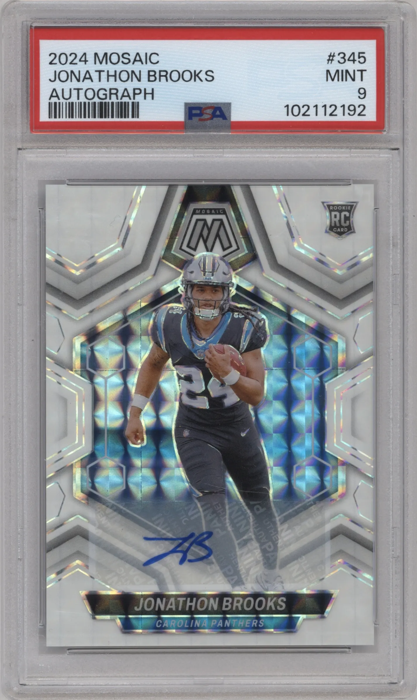2024 Panini Mosaic Rke.Auto Jonathon Brooks #345 PSA 9