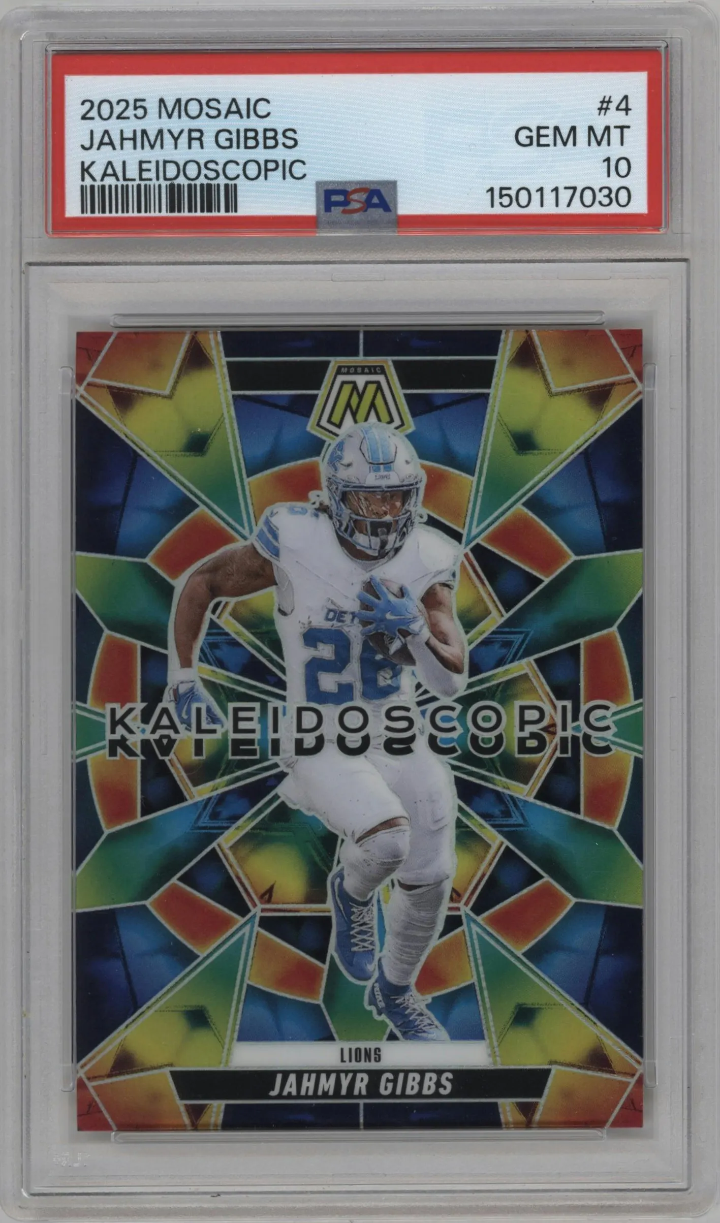 2025 Panini Mosaic Kaleidoscopic Jahmyr Gibbs #4 PSA 10