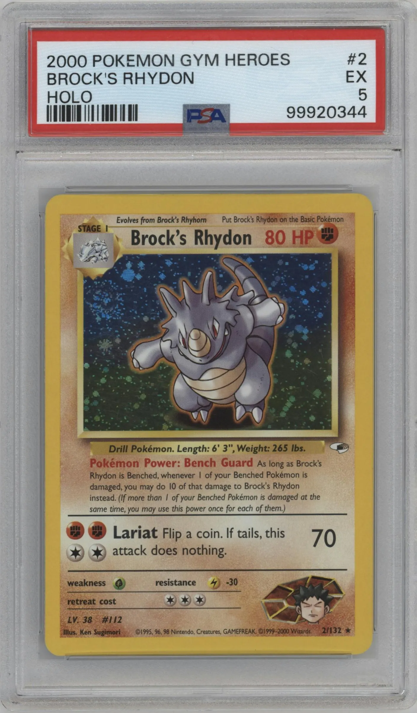 2000 Pokemon GH Gym Heroes Brock's Rhydon PSA 5