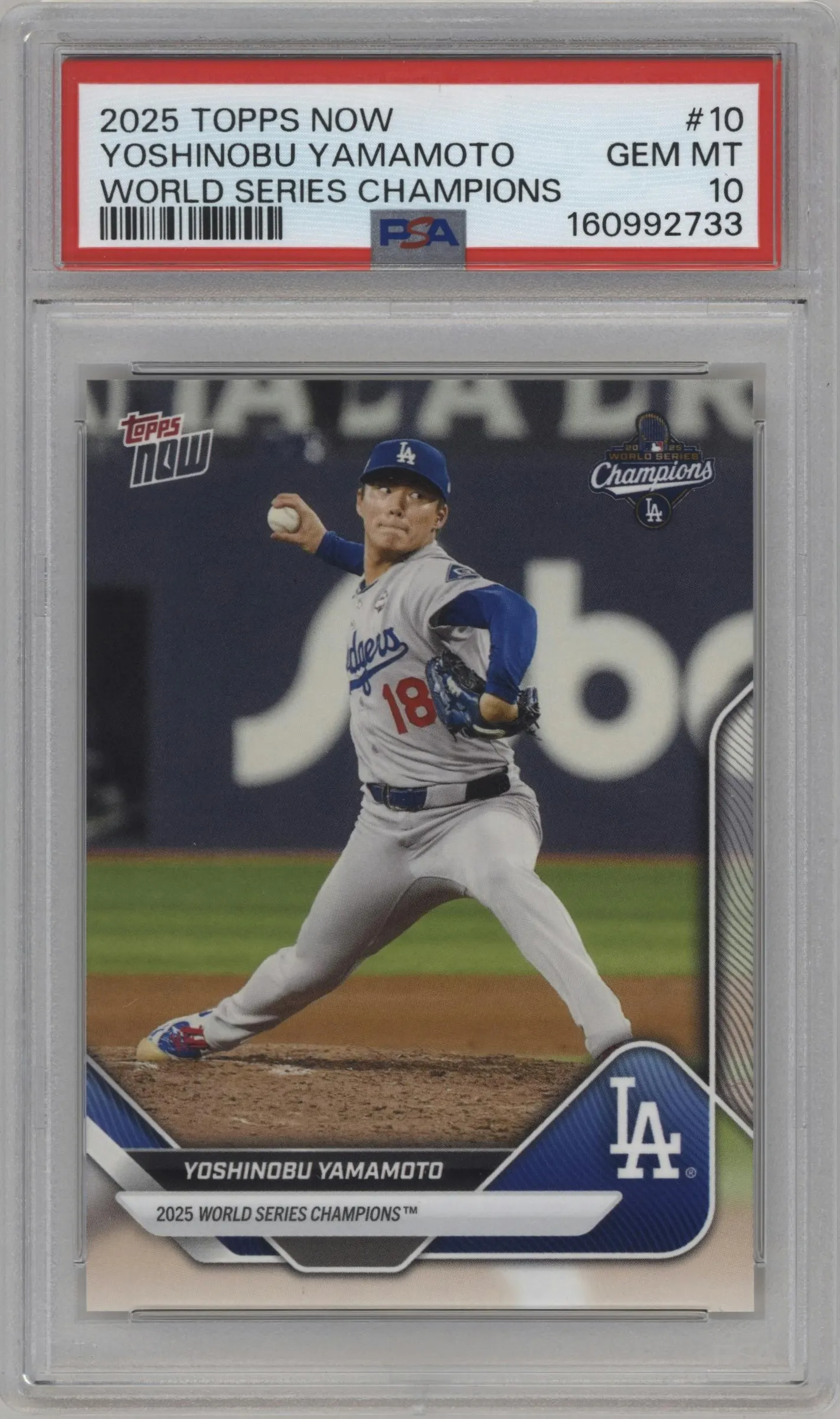 2025 Topps Now World Series Champions Los Angeles Dodgers Yoshinobu Yamamoto #WS-10 PSA 10