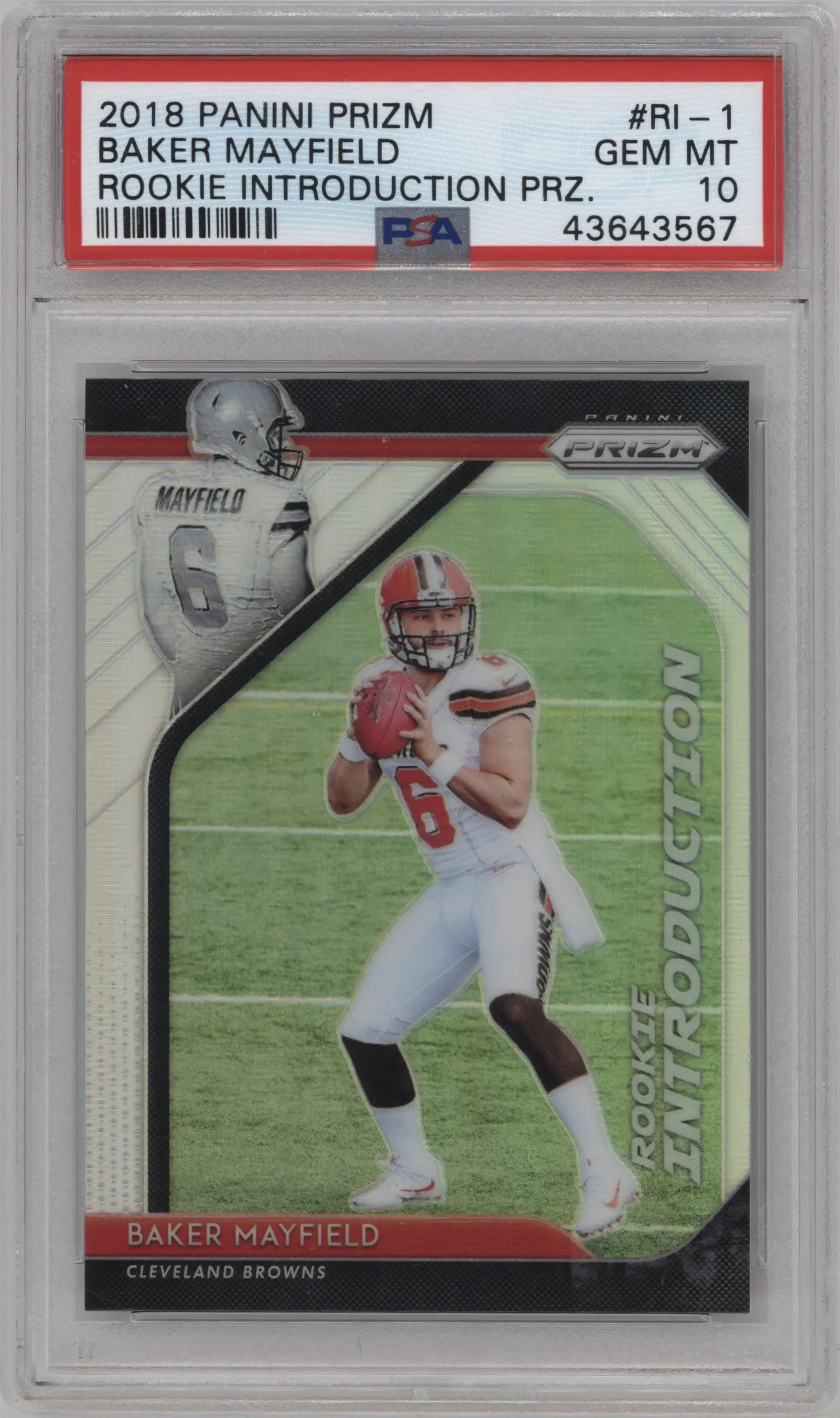 2018 Panini Prizm Rke.Introduction Baker Mayfield #RI-1 PSA 10