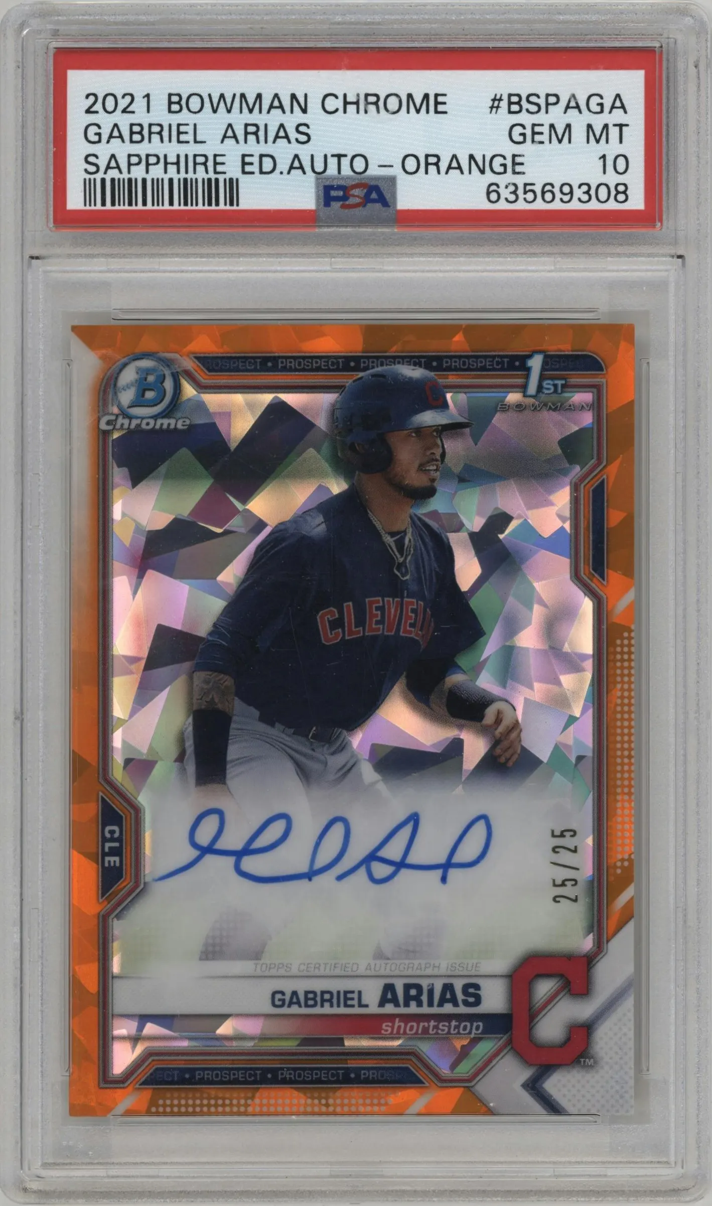 2021 Bowman Sapphire Edition Chr.Pros.Auto Gabriel Arias Orange #BSPA-GA PSA 10