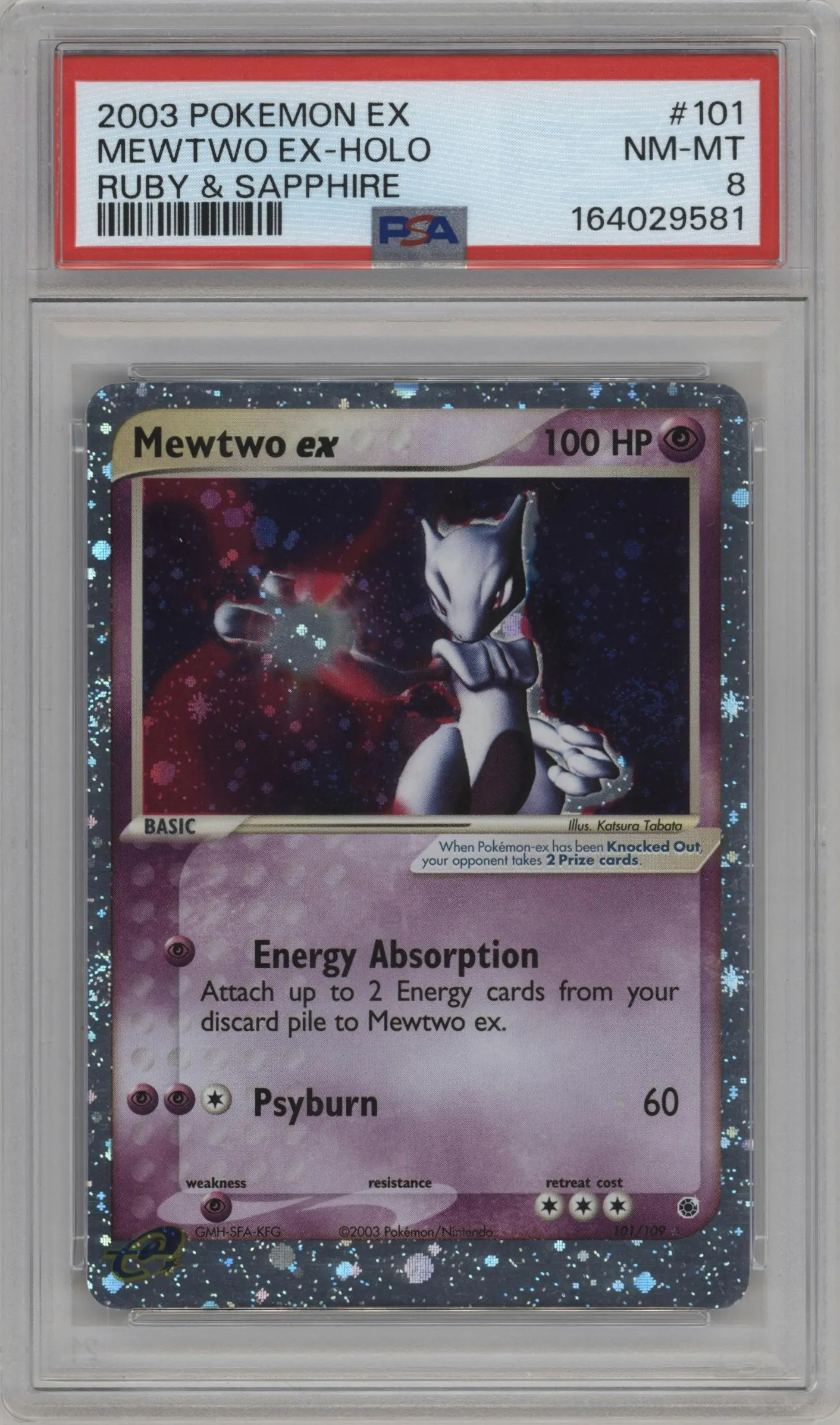 2003 Pokemon EX Ruby & Sapphire Mewtwo ex #101 PSA 8