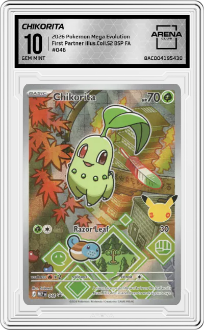 2026 Pokemon Mega Evolution Chikorita First Partner Illustration Collection Series 2 #046 ARENA CLUB 10