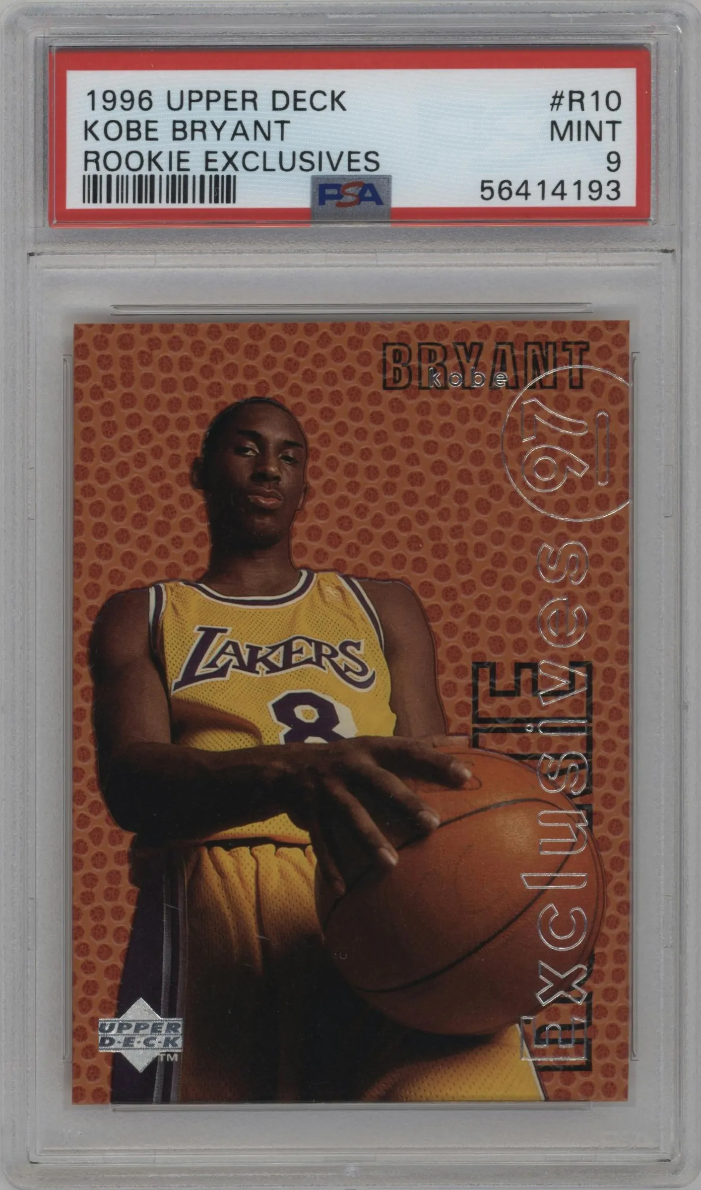 1996 Upper Deck Rookie Exclusives Kobe Bryant #R10 PSA 9