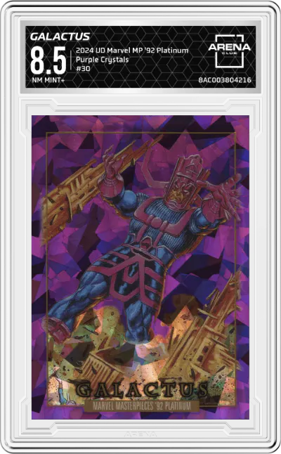 2024 Upper Deck Marvel Masterpieces '92 Platinum Galactus Purple Crystals #30 ARENA CLUB 8.5
