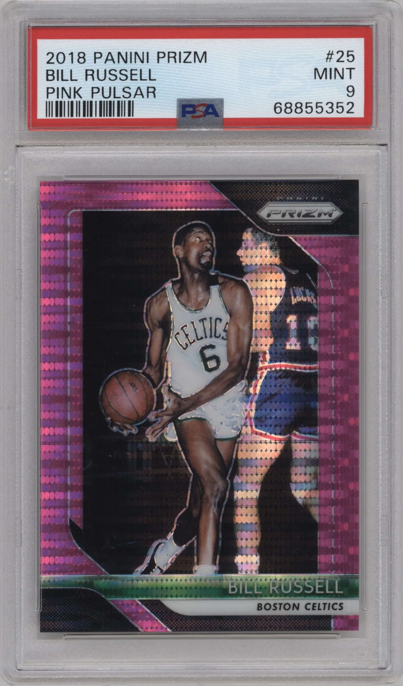 2018 Panini Prizm Bill Russell Pink Pulsar PSA 9