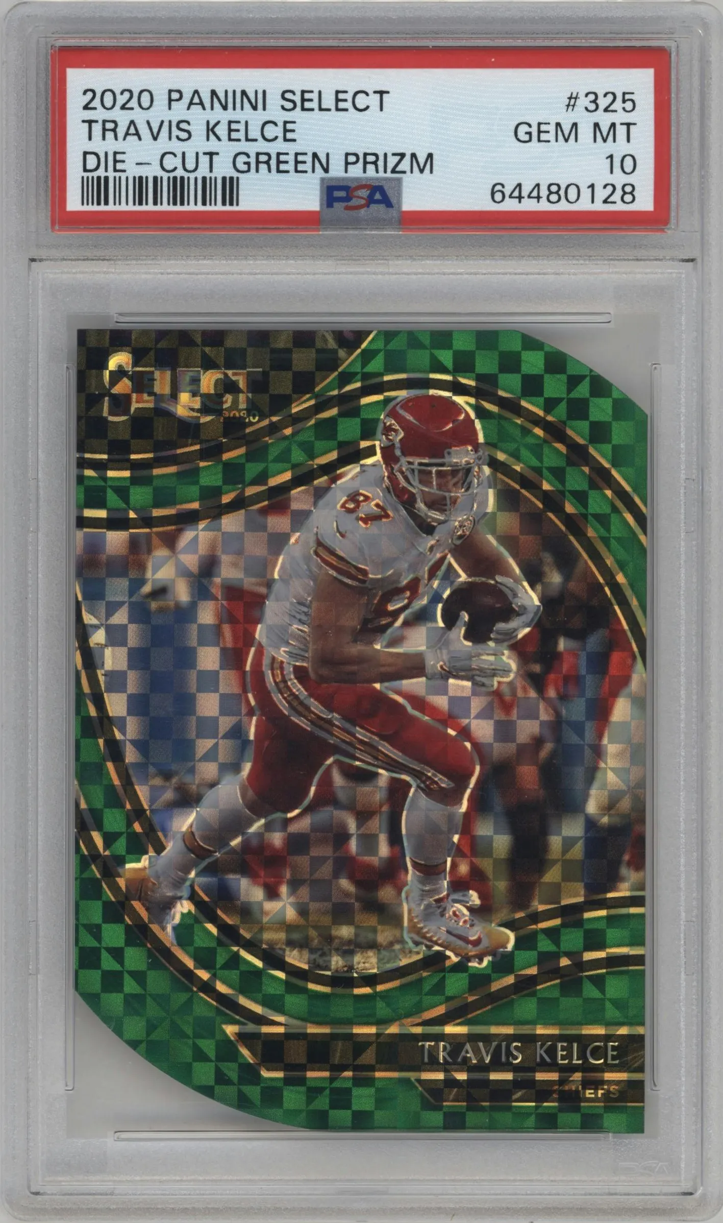 2020 Panini Select Field Lvl. Travis Kelce Die-Cut Green #325 PSA 10