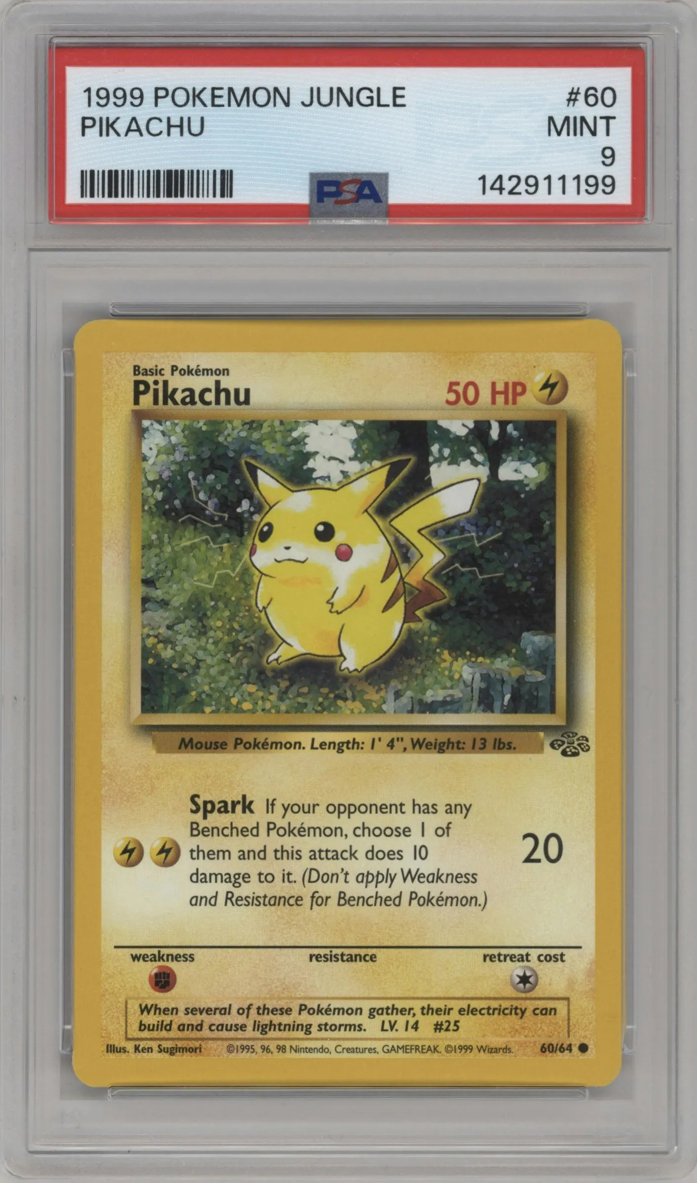 1999 Pokemon Jungle Pikachu #60 PSA 9