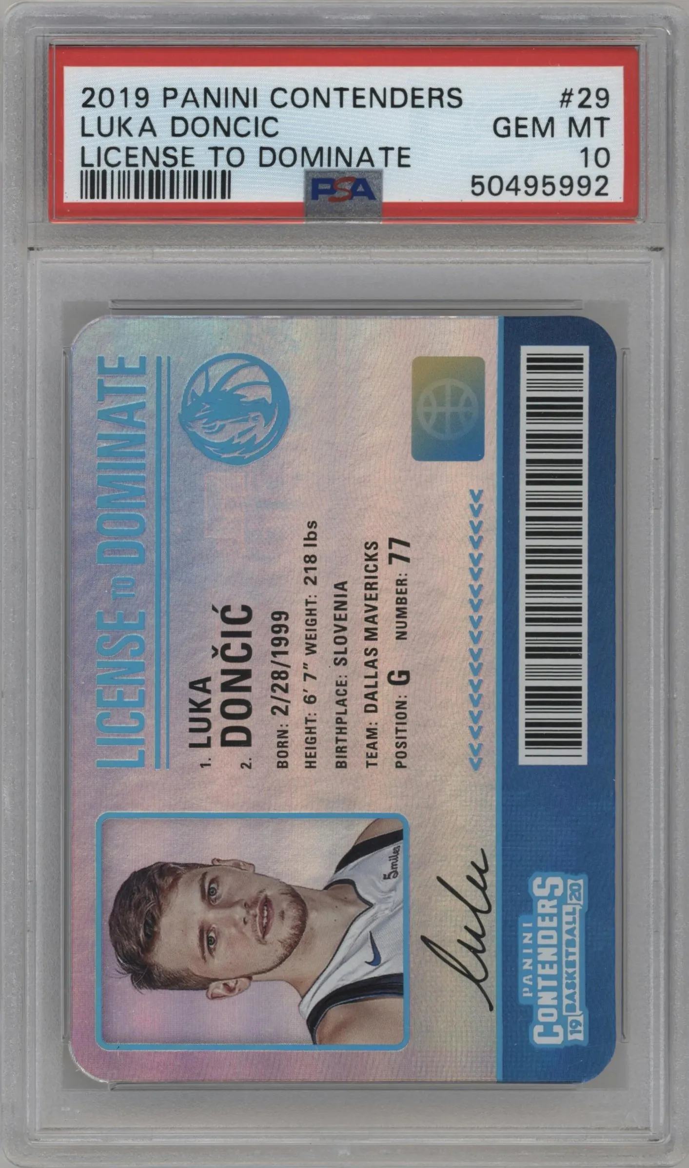 2019 Panini Contenders License to Dominate Luka Doncic #29 PSA 10