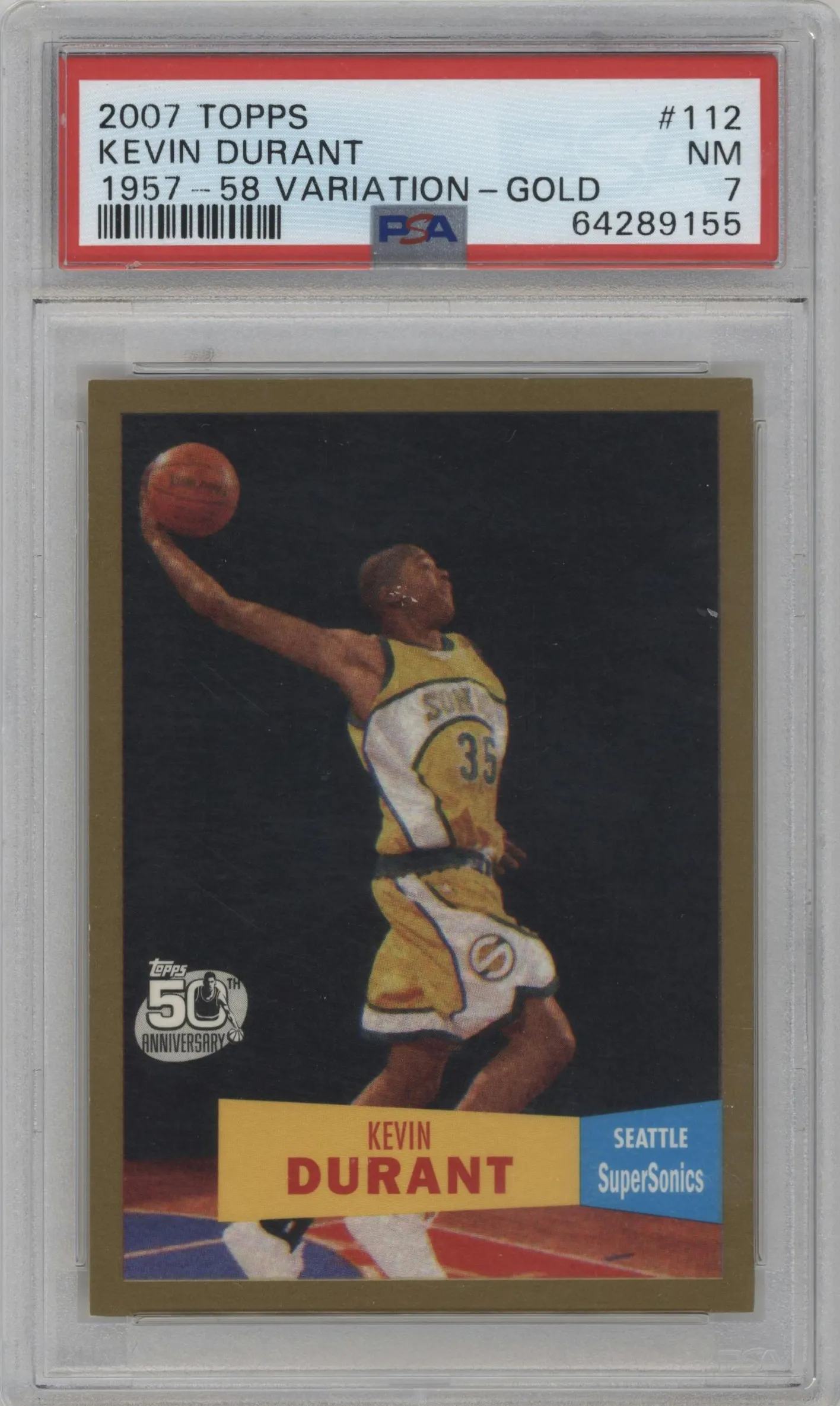 2007 Topps 1957-58 Variation Kevin Durant Gold #112 PSA 7