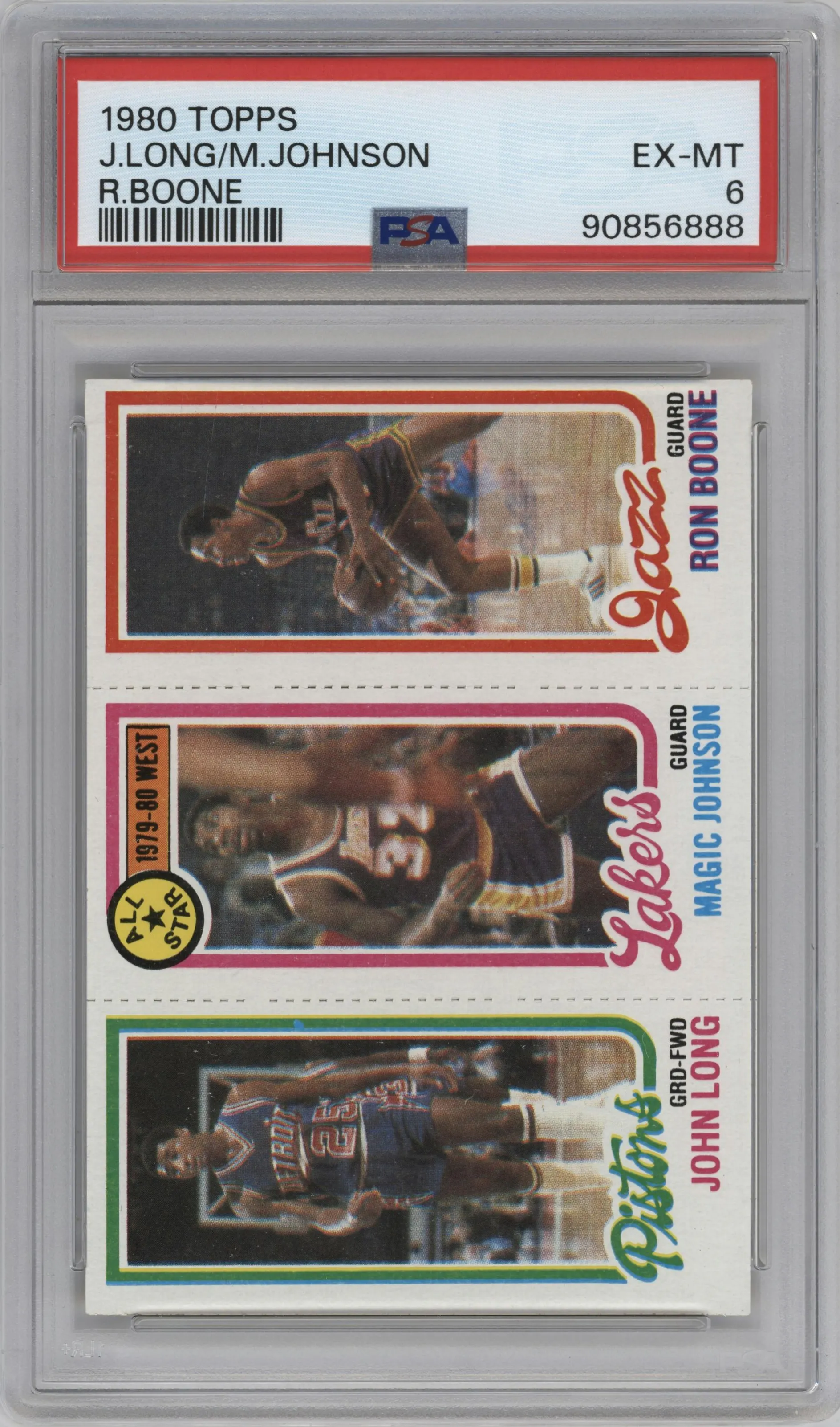 1980 Topps John Long/Magic Johnson/Ron Boone PSA 6