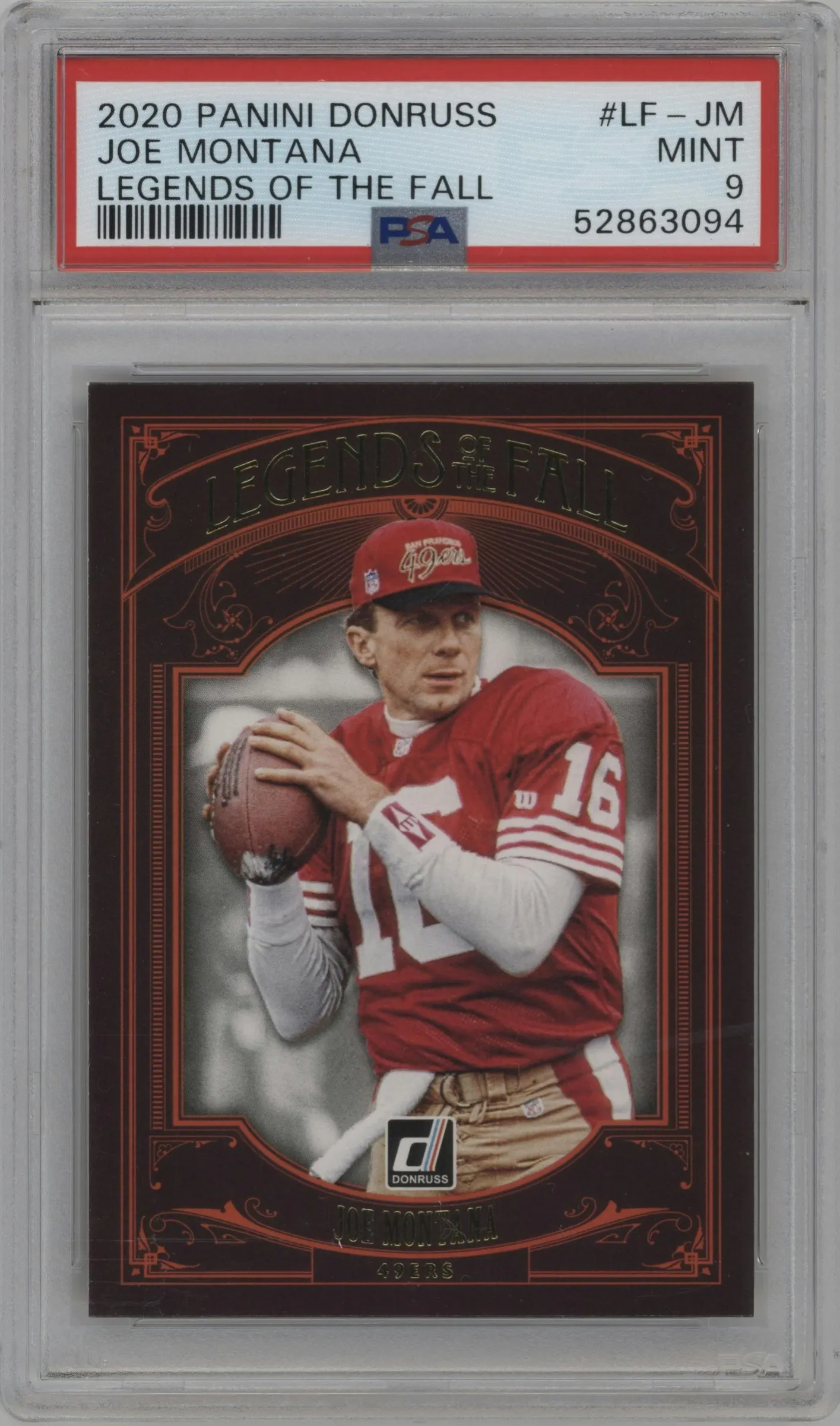 2020 Panini Donruss Legends of the Fall Joe Montana #LF-JM PSA 9
