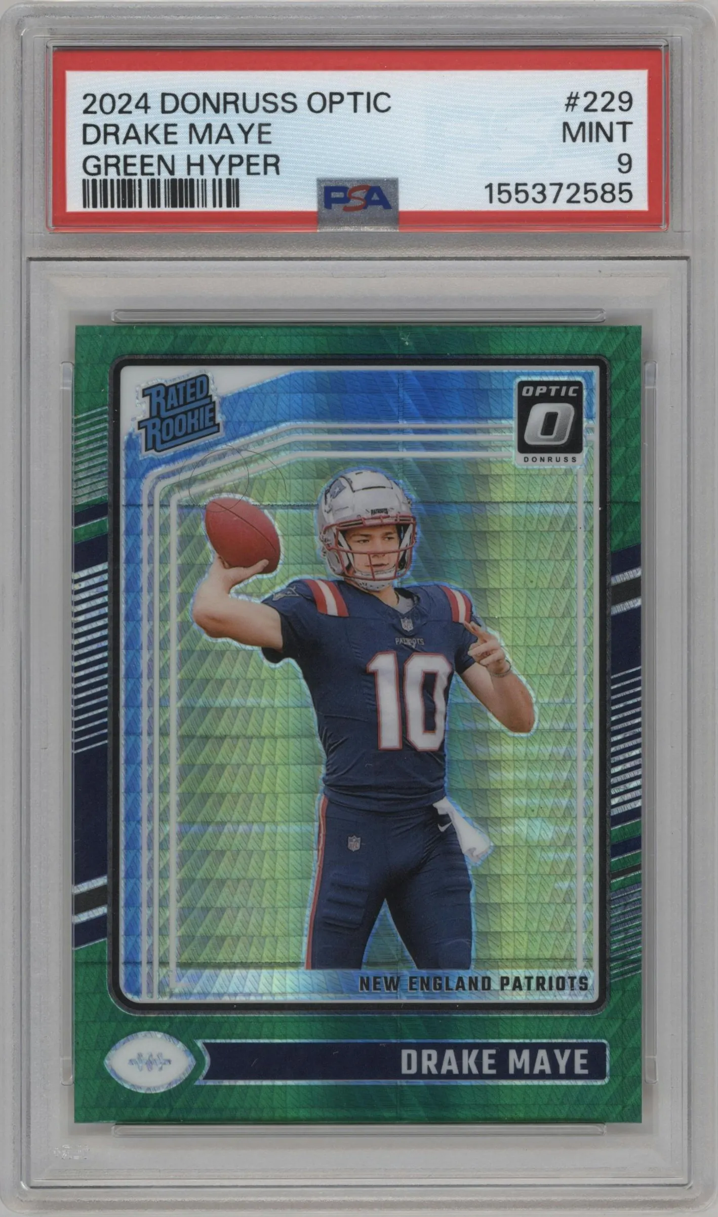 2024 Donruss Optic Rated Rookie Drake Maye Hyper Green #229 PSA 9