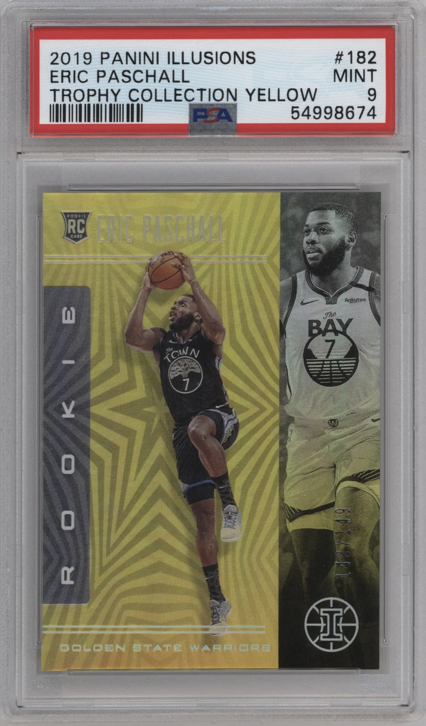 2019 Panini Illusions Eric Paschall Trophy Collection Yellow #182 PSA 9