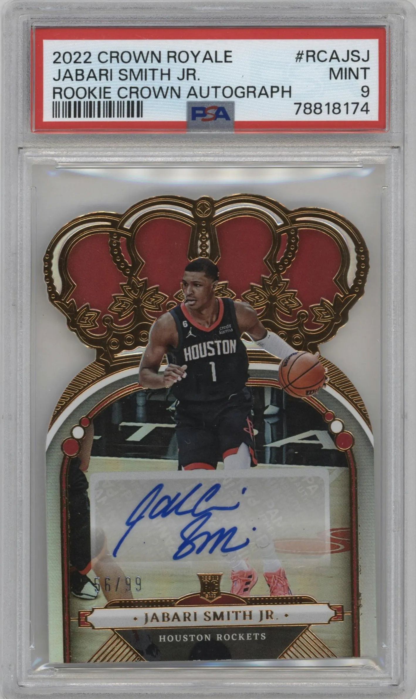 2022 Panini Crown Royale Rke.Crown Auto Jabari Smith Jr. PSA 9