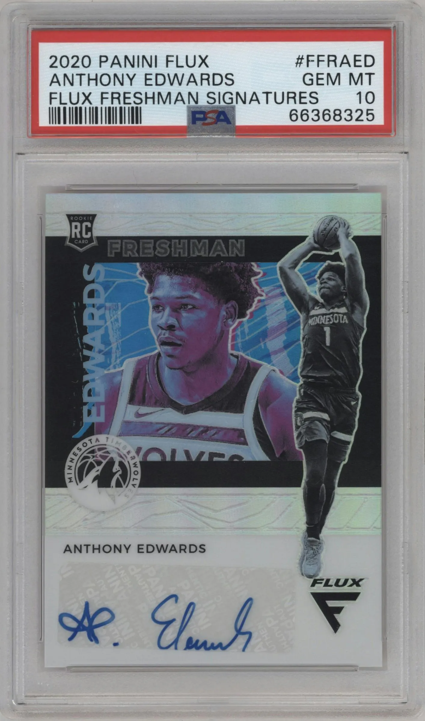2020 Panini Flux Freshman Sig. Anthony Edwards #FRR-AED PSA 10