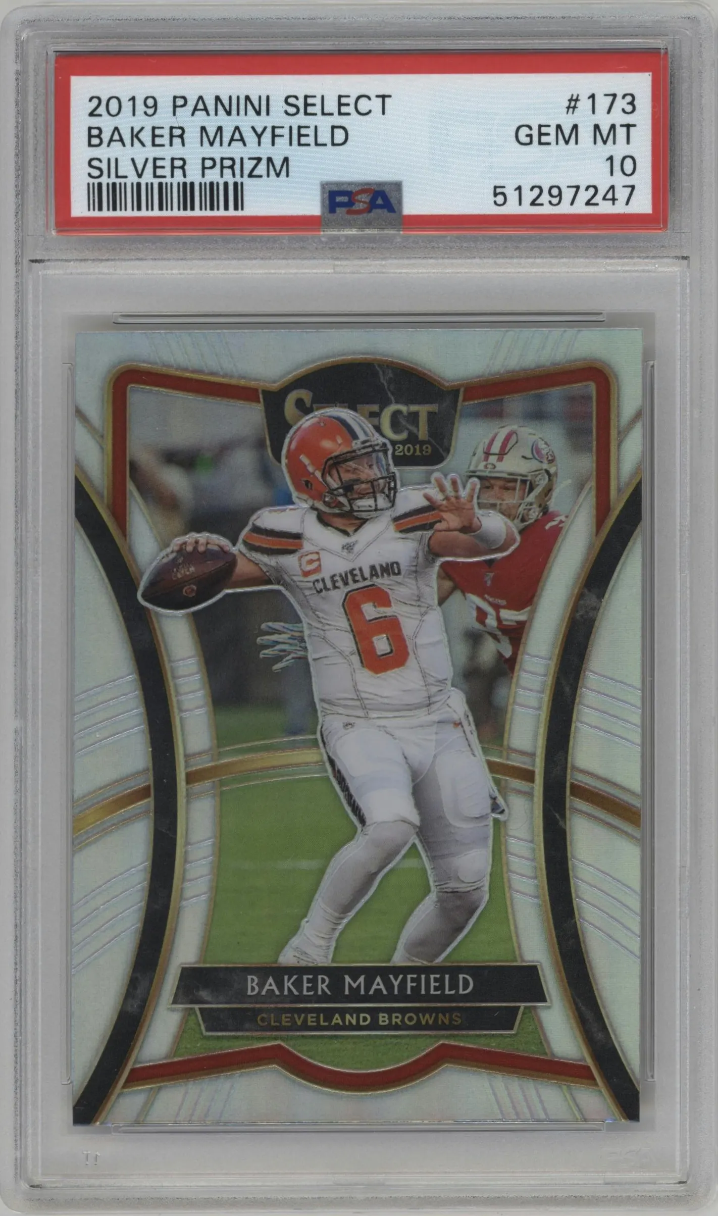 2019 Panini Select Pre.Lvl. Baker Mayfield Silver Prizm #173 PSA 10