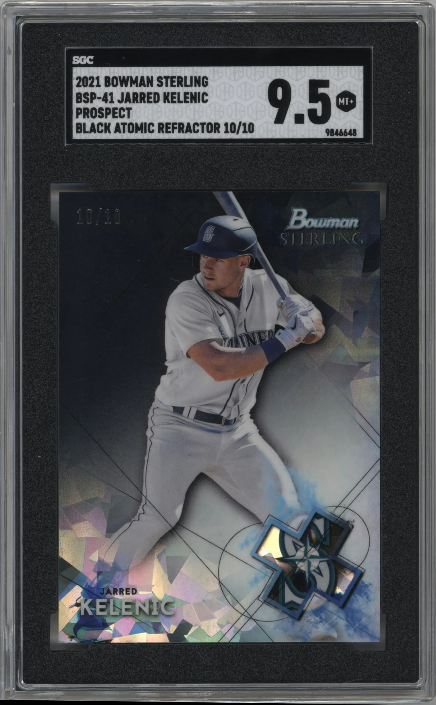 2021 Bowman Sterling Prospect Jarred Kelenic Black Atomic Refractor SGC 9.5