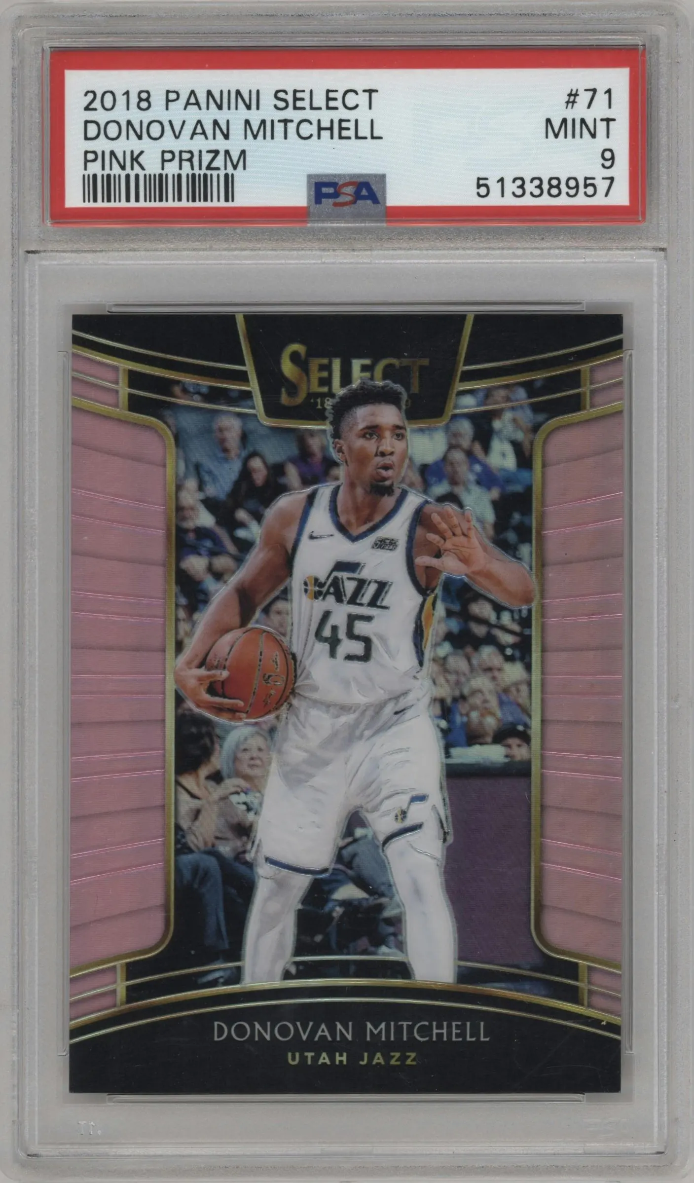 2018 Panini Select Donovan Mitchell National Convention Pink Prizm #71 PSA 9