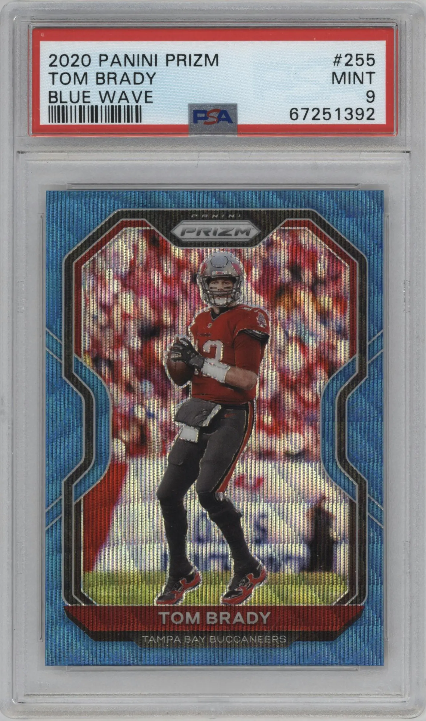 2020 Panini Prizm Tom Brady Blue Wave #255 PSA 9