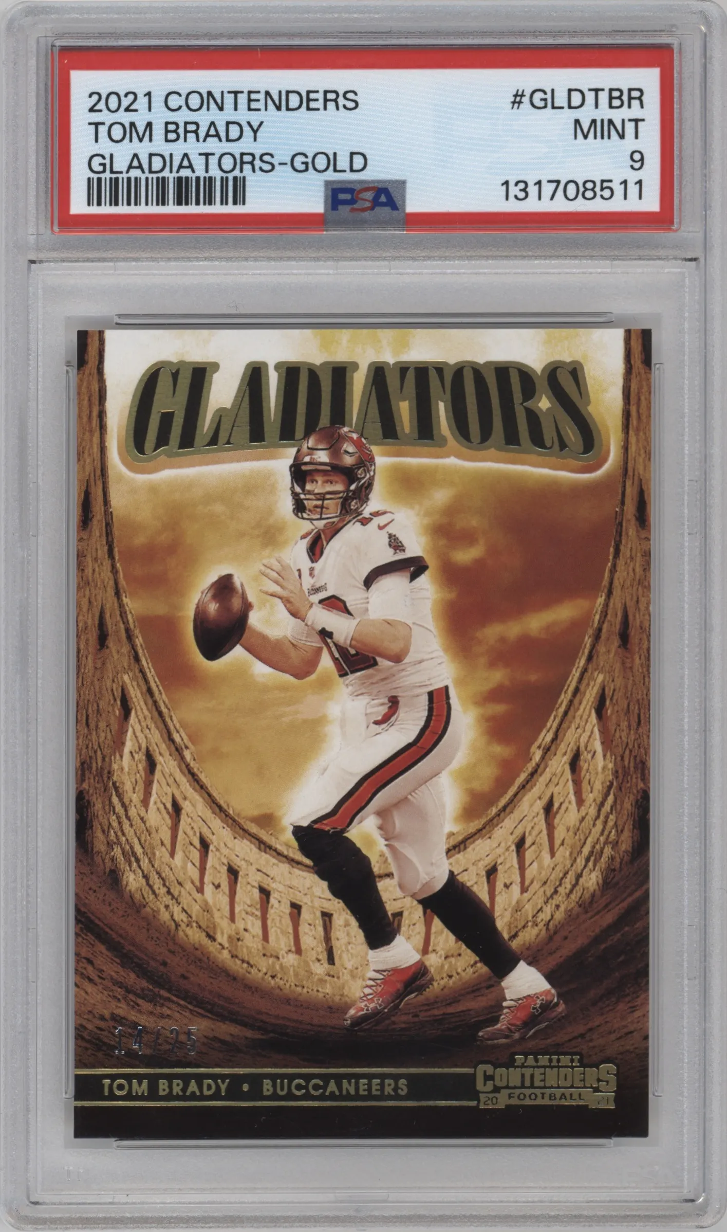 2021 Panini Contenders Gladiators Tom Brady Gold #GLD-TBR PSA 9