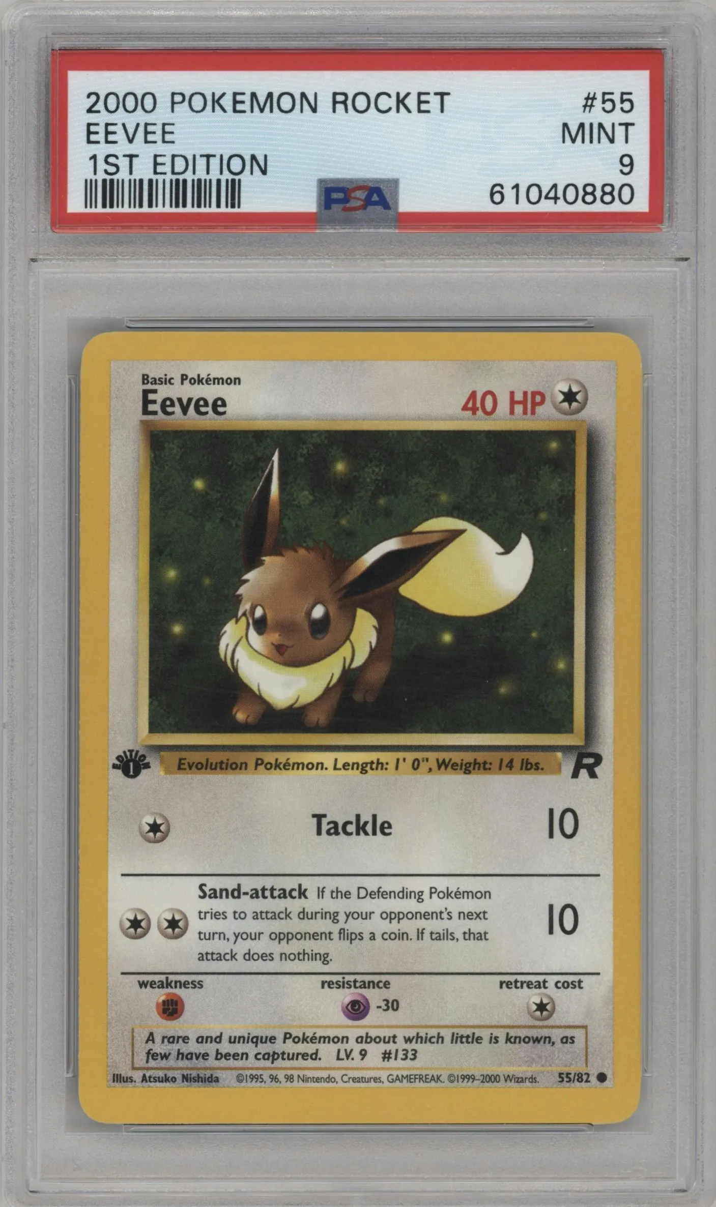 2000 Pokemon Team Rocket Eevee #55 PSA 9